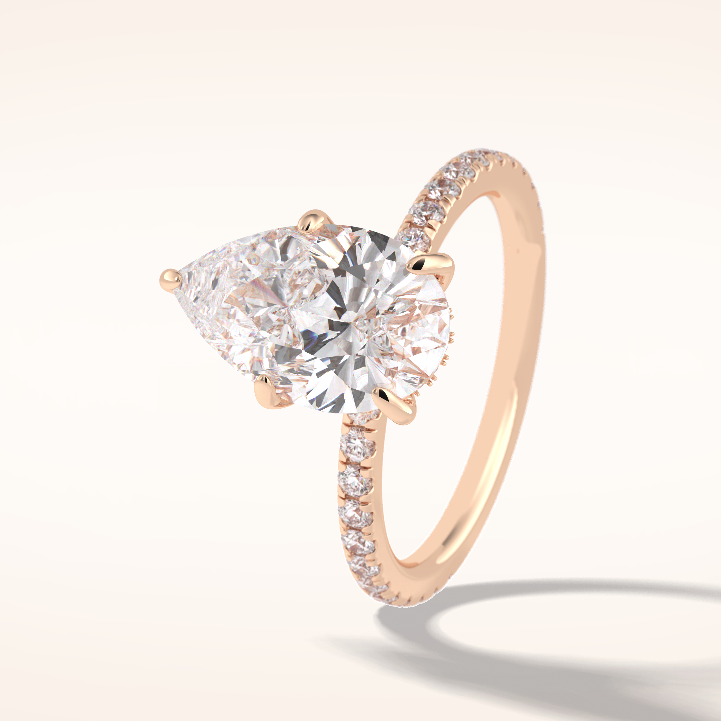 3.05 CT Pear Shaped Pave Moissanite Engagement Ring 9