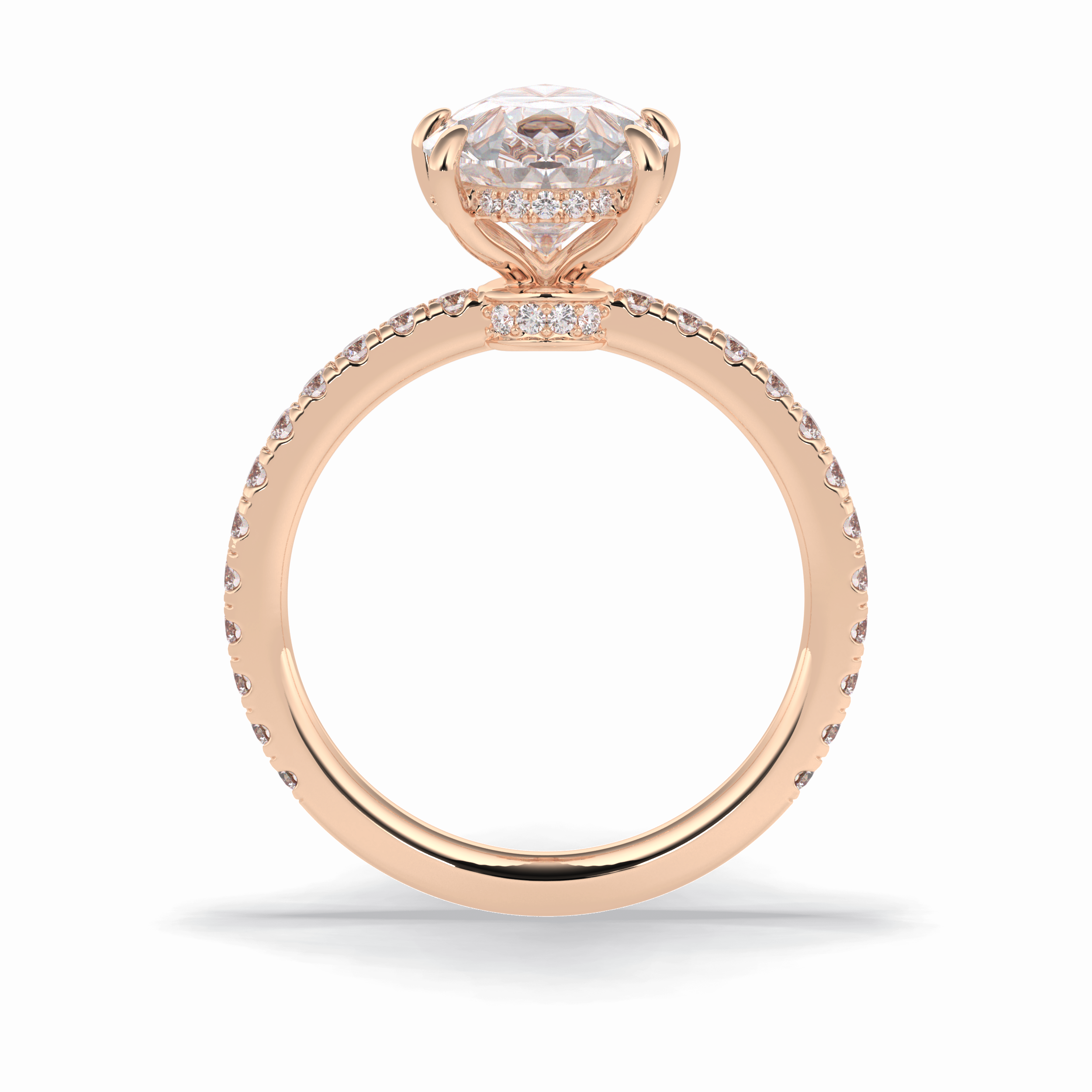 Pear Hidden Halo & Pave Lab Grown Diamond Engagement Ring