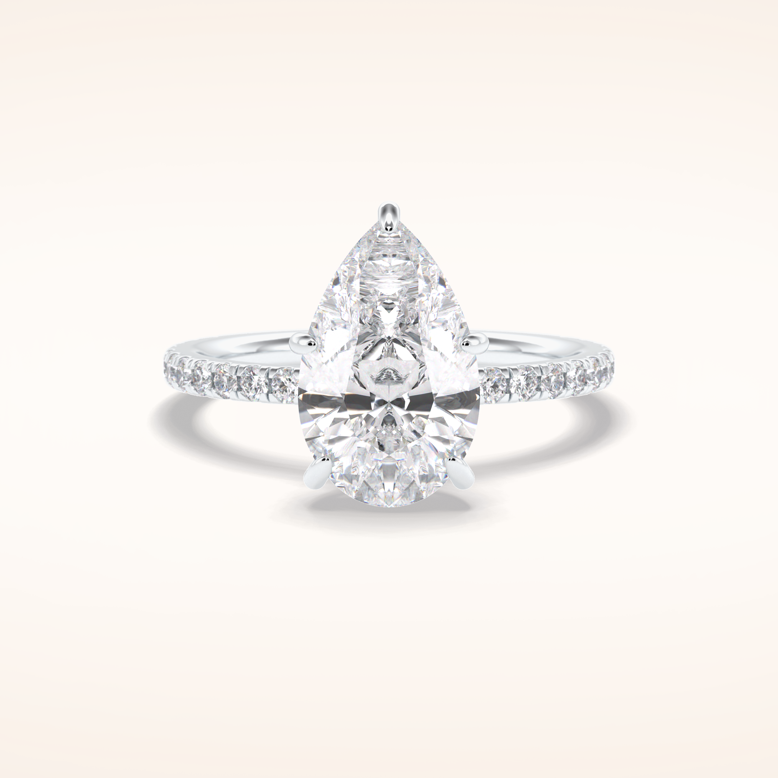 3.05 CT Pear Shaped Pave Moissanite Engagement Ring 7
