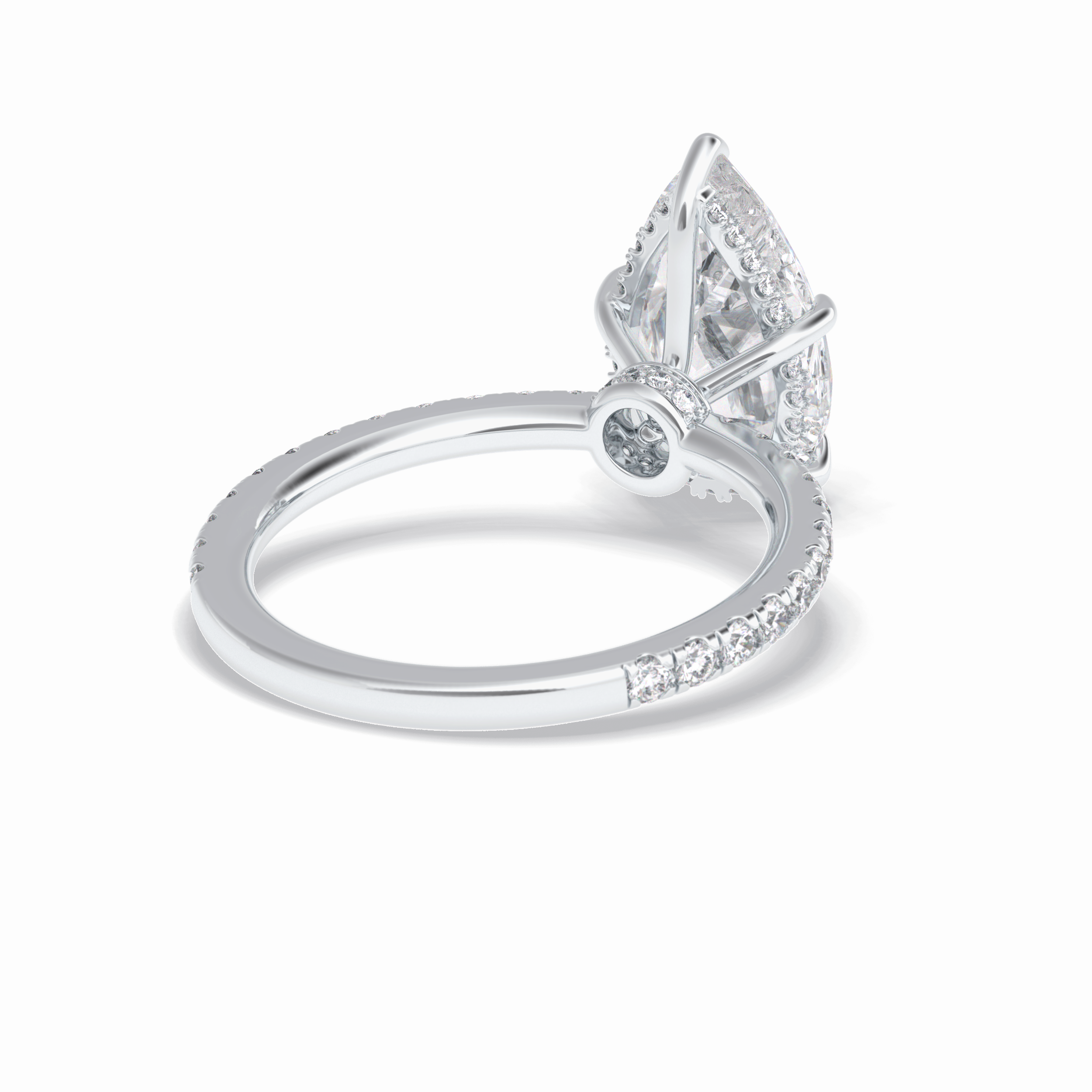 Pear Hidden Halo & Pave Lab Grown Diamond Engagement Ring