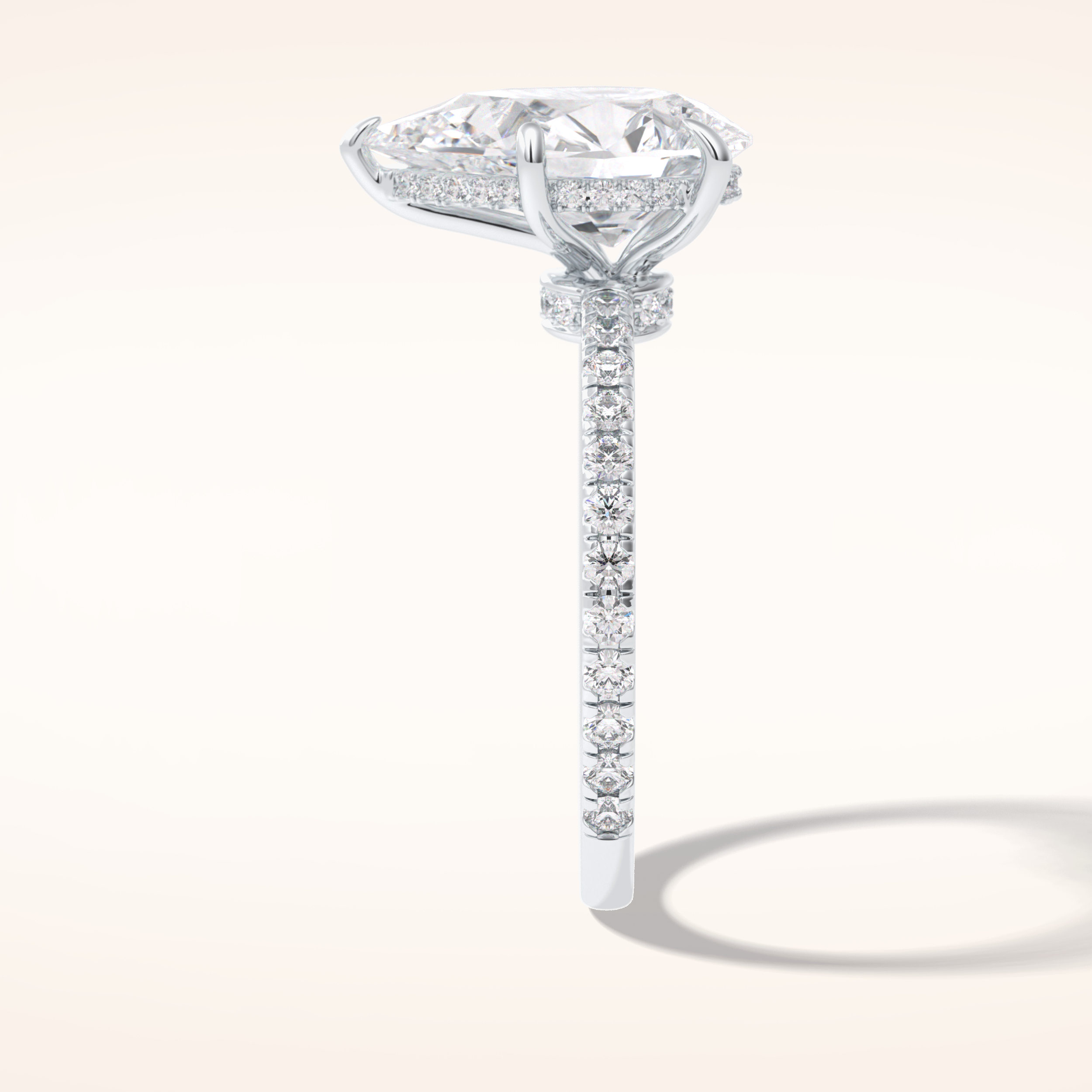 3.05 CT Pear Shaped Pave Moissanite Engagement Ring 4