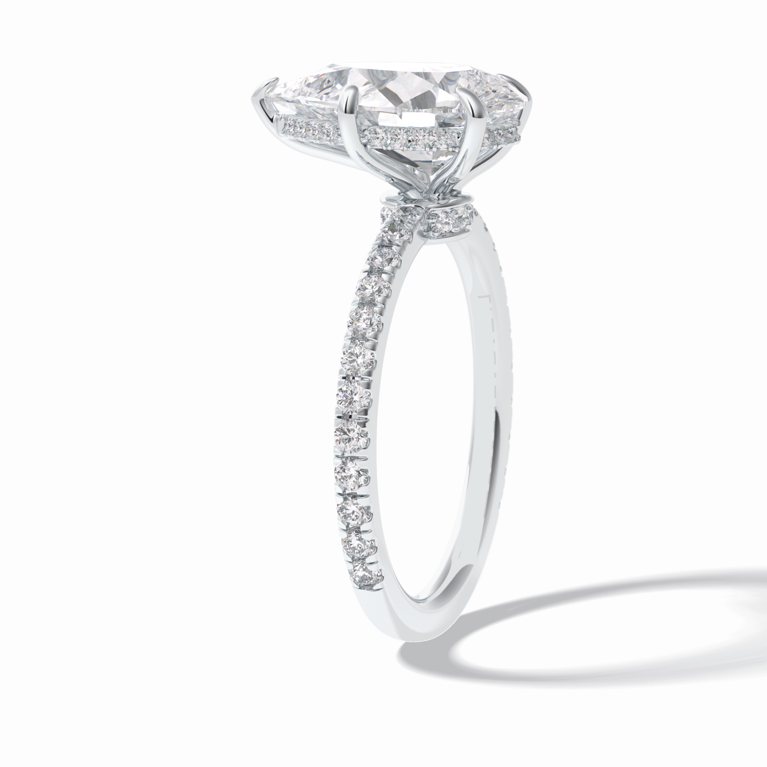 Pear Hidden Halo & Pave Lab Grown Diamond Engagement Ring