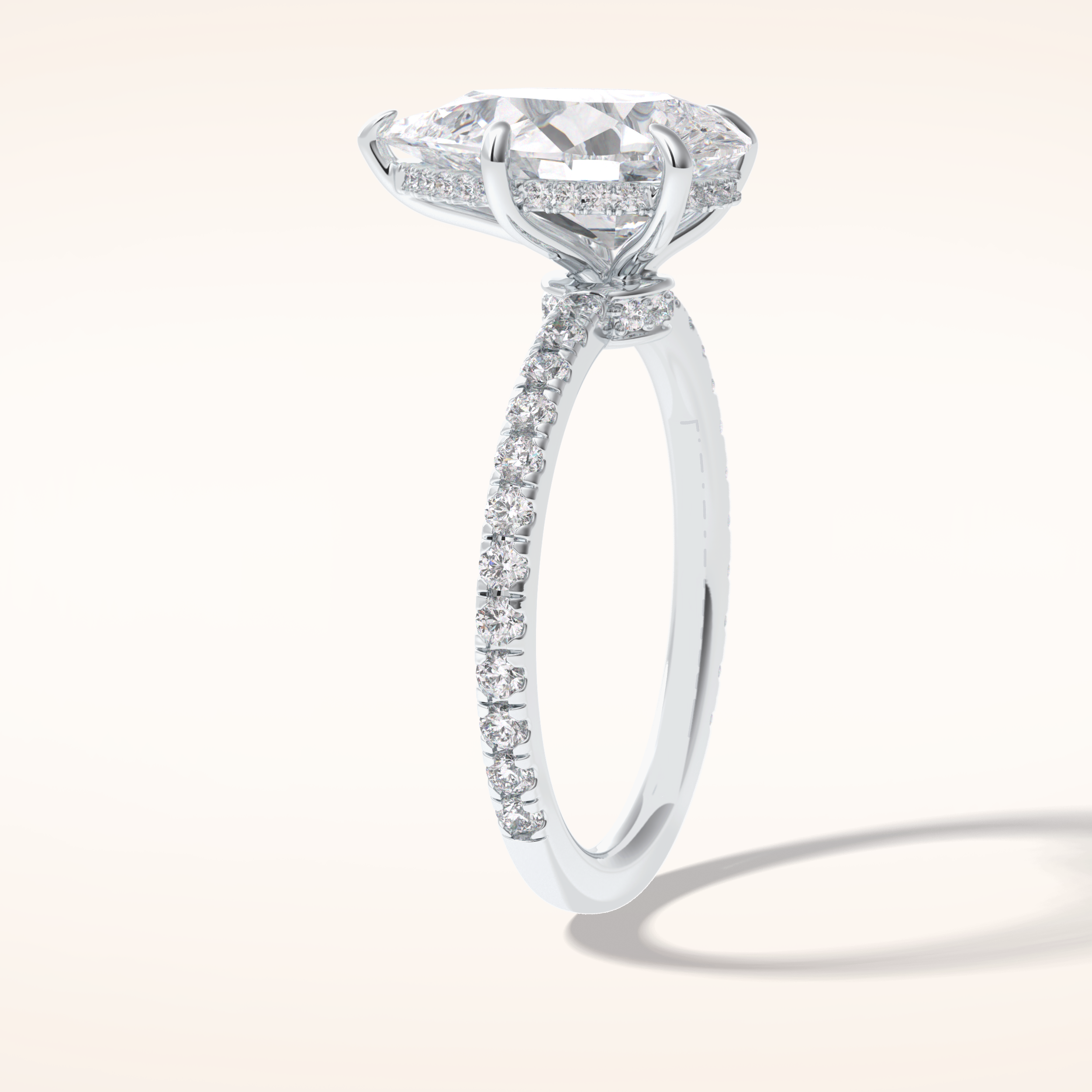3.05 CT Pear Shaped Pave Moissanite Engagement Ring 3