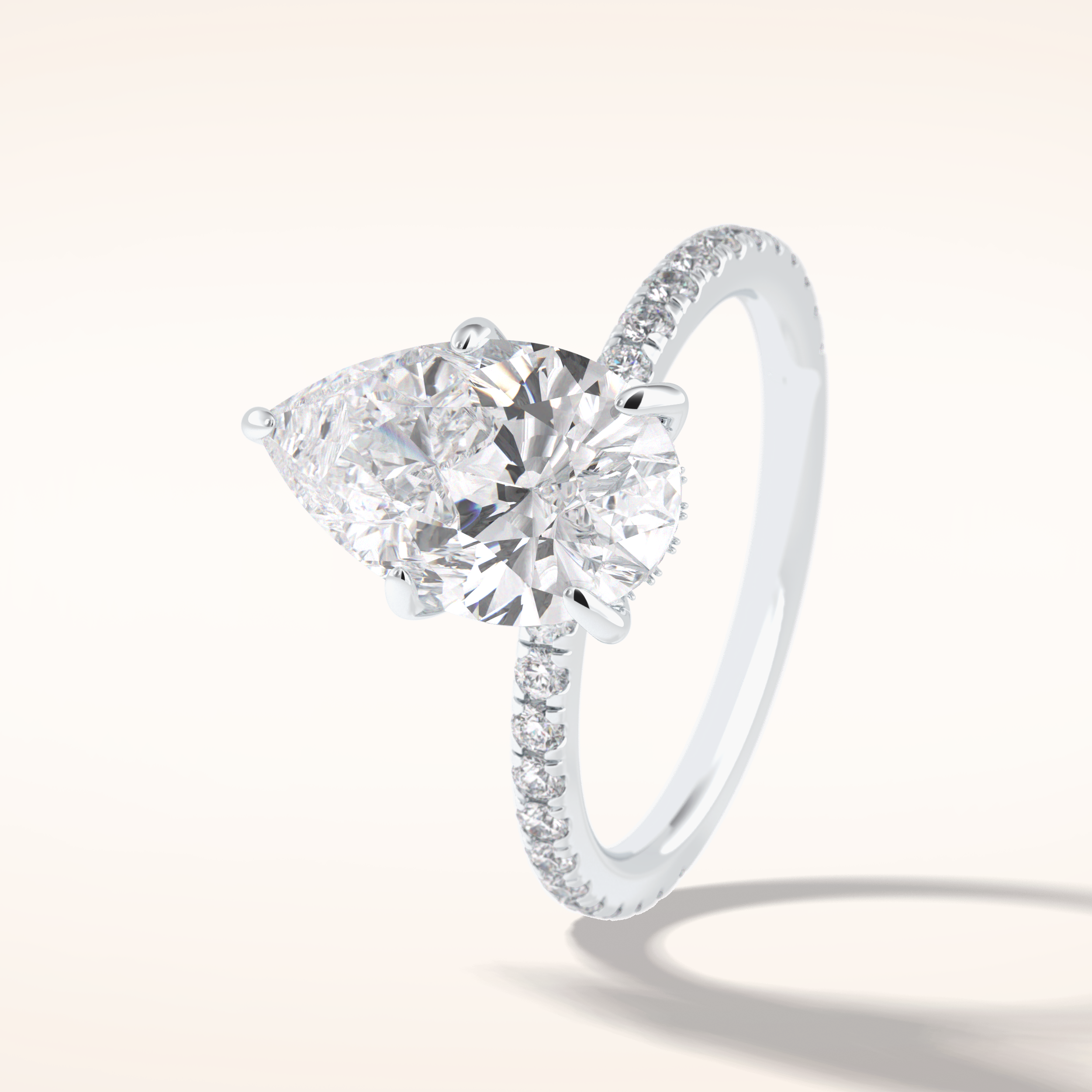 3.05 CT Pear Shaped Pave Moissanite Engagement Ring 2