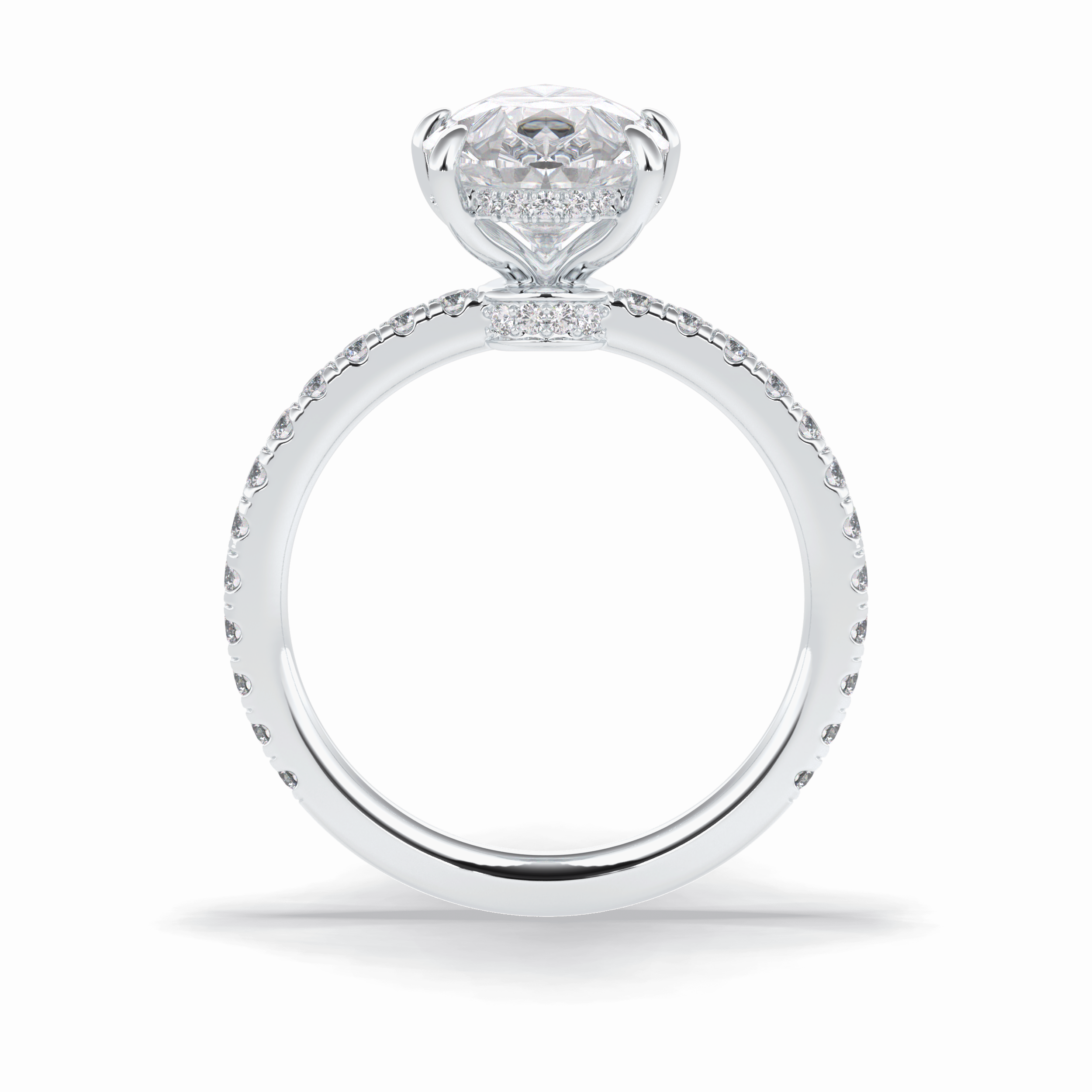 Pear Hidden Halo & Pave Lab Grown Diamond Engagement Ring