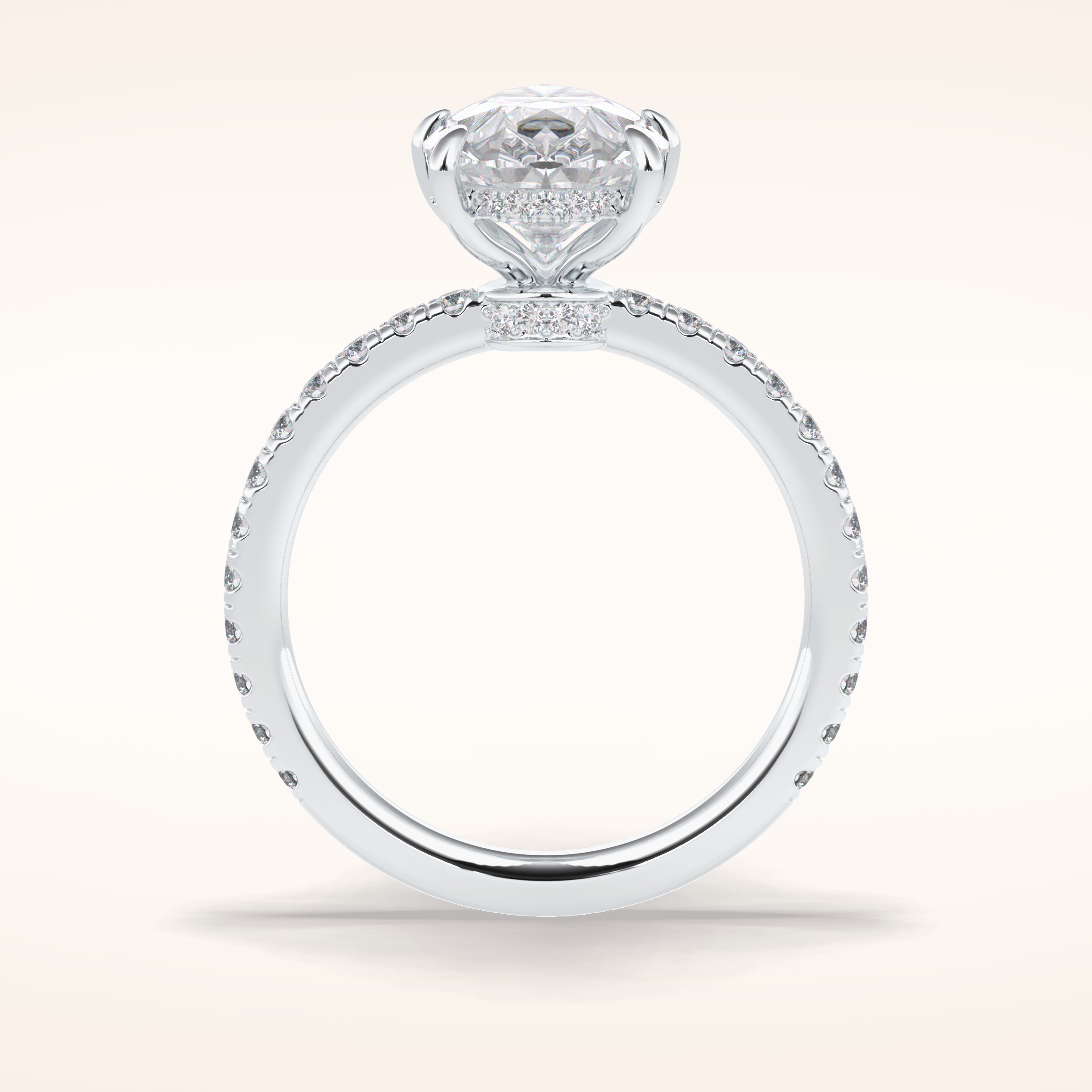 3.05 CT Pear Shaped Pave Moissanite Engagement Ring 1