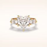 3.05 CT Heart Shaped Three Stone Moissanite Engagement Ring