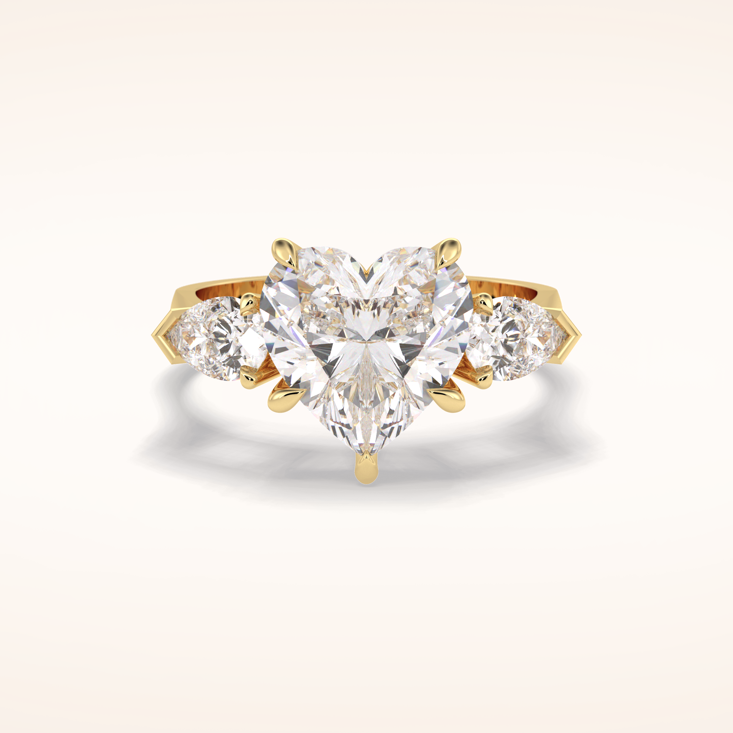 3.05 CT Heart Shaped Three Stone Moissanite Engagement Ring