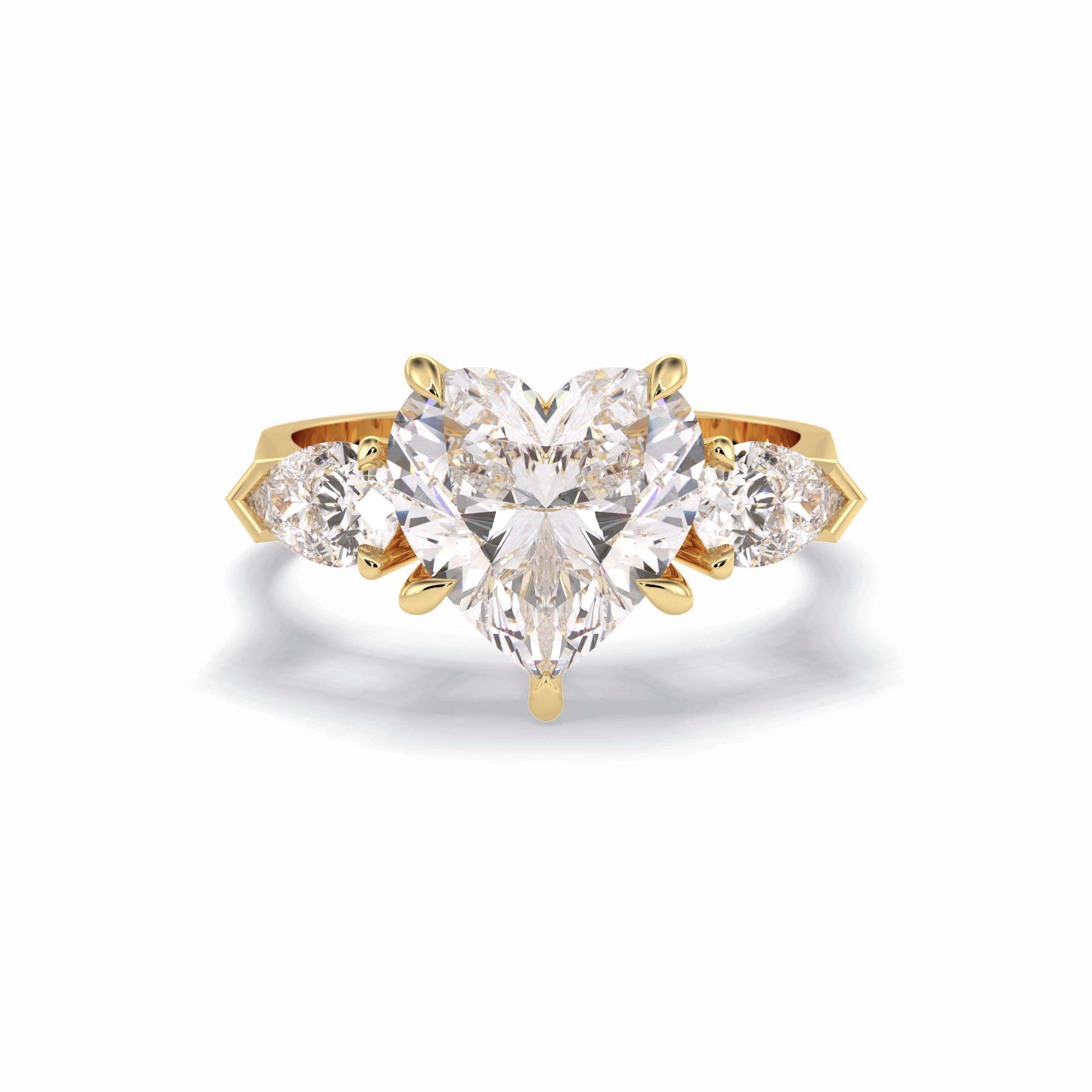 Heart Three Stone Lab Grown Diamond Engagement Ring