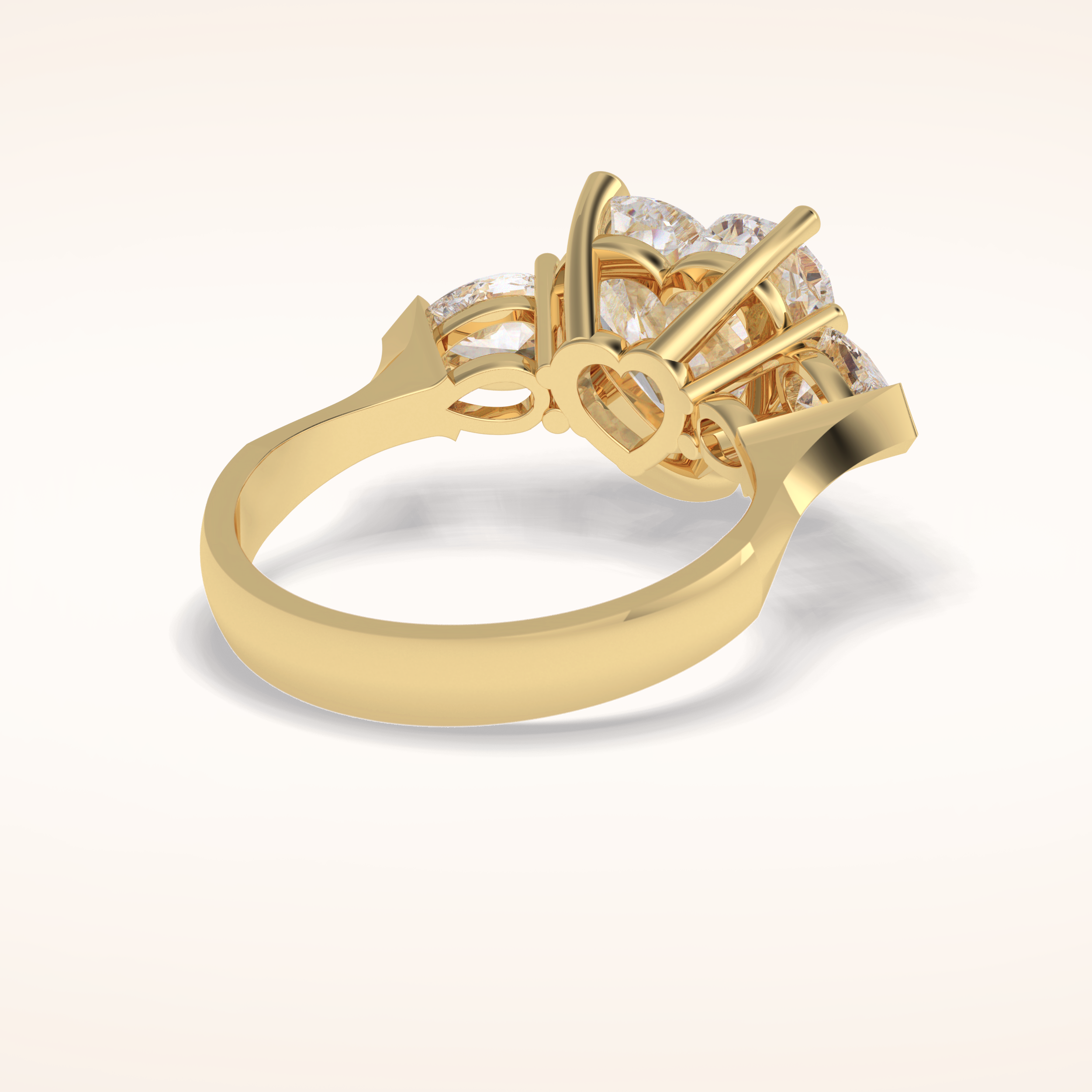 3.05 CT Heart Shaped Three Stone Moissanite Engagement Ring