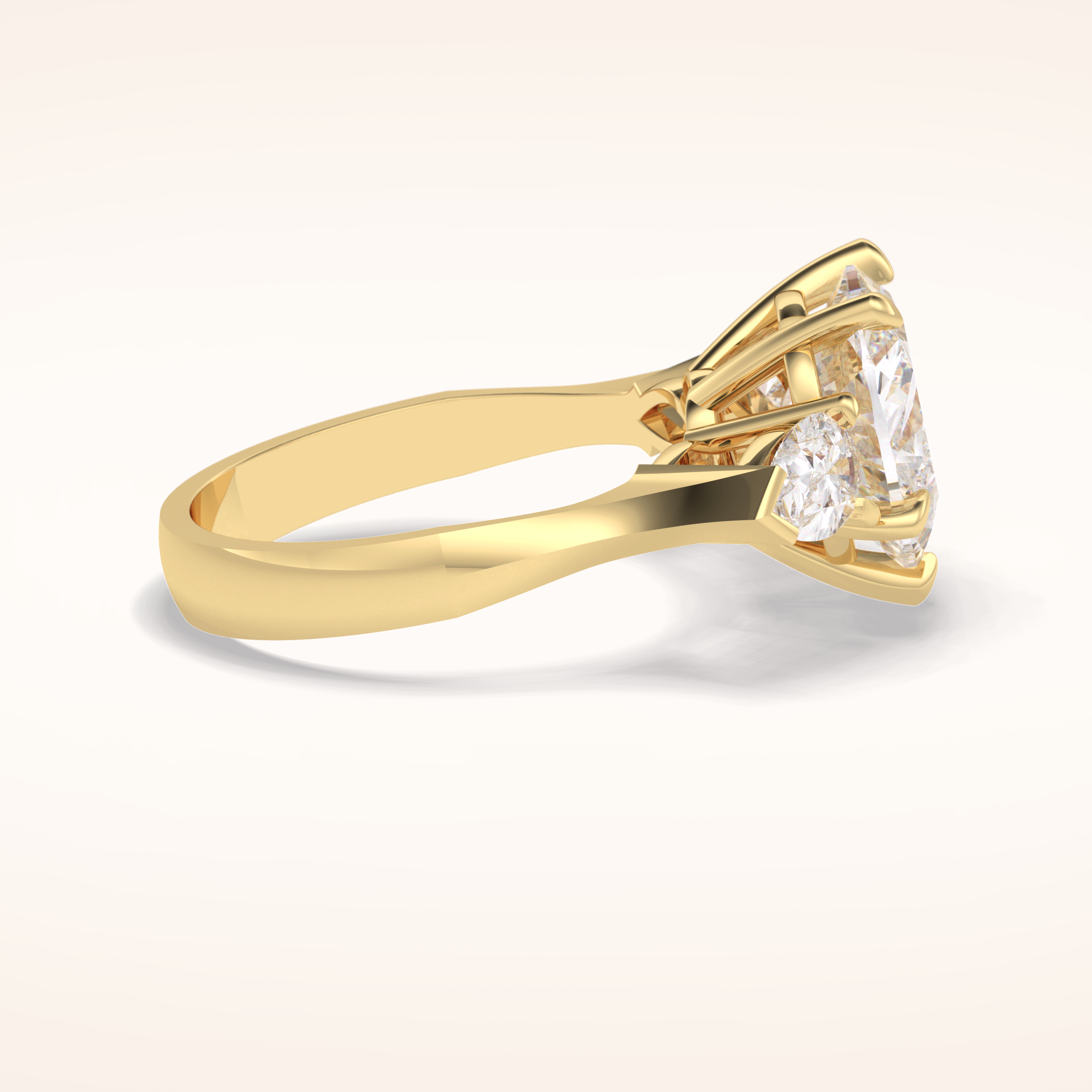 3.05 CT Heart Shaped Three Stone Moissanite Engagement Ring