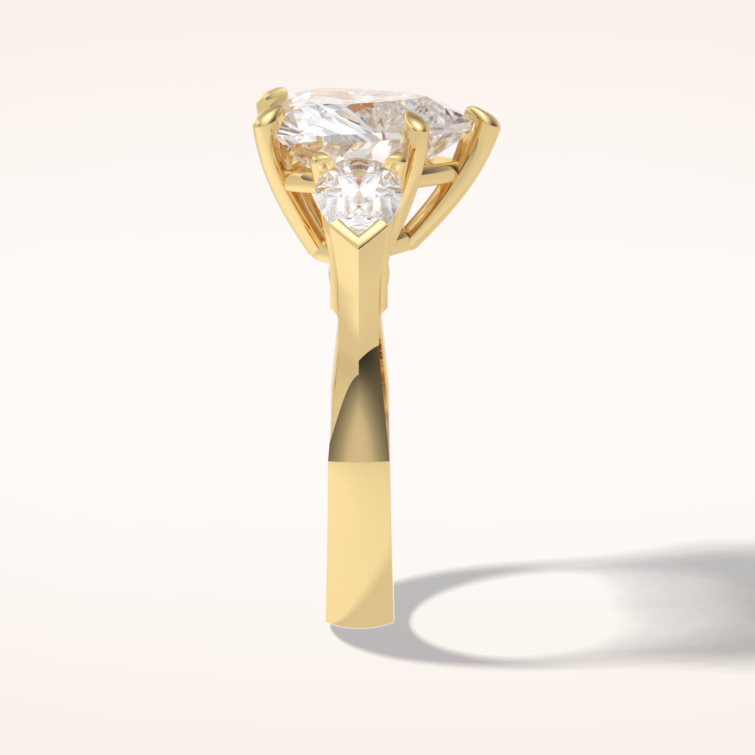 3.05 CT Heart Shaped Three Stone Moissanite Engagement Ring