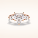 3.05 CT Heart Shaped Three Stone Moissanite Engagement Ring