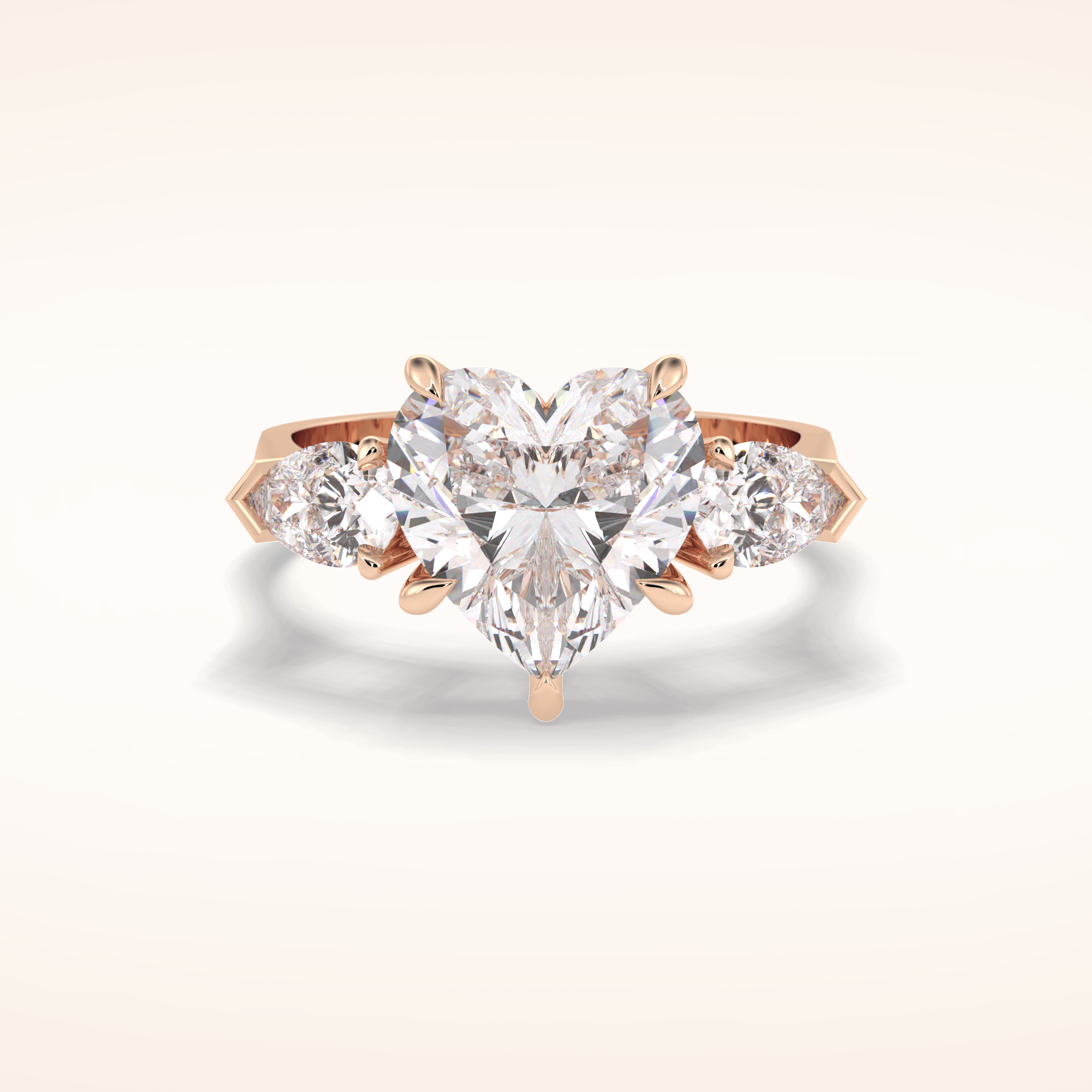 3.05 CT Heart Shaped Three Stone Moissanite Engagement Ring