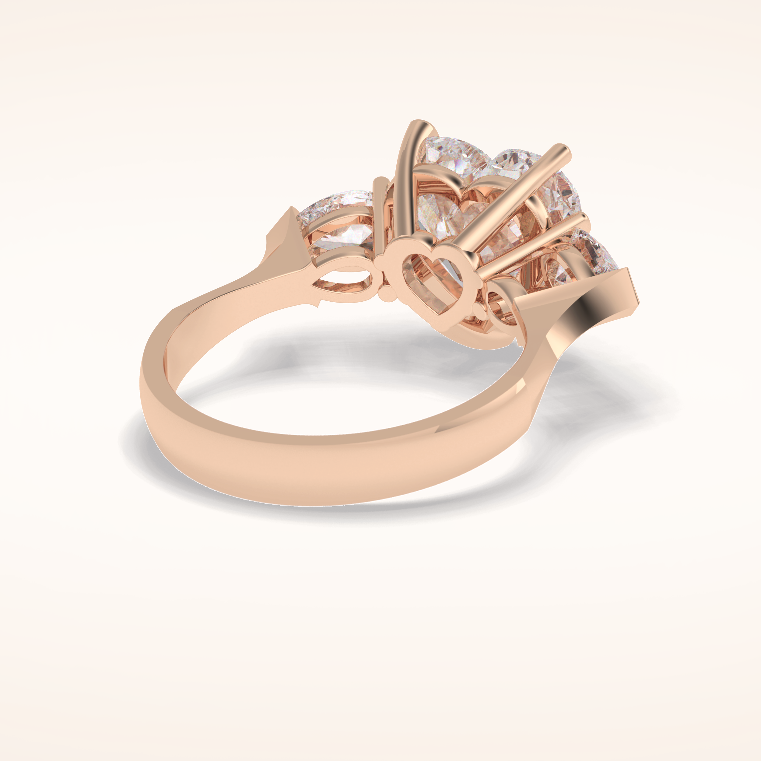 3.05 CT Heart Shaped Three Stone Moissanite Engagement Ring