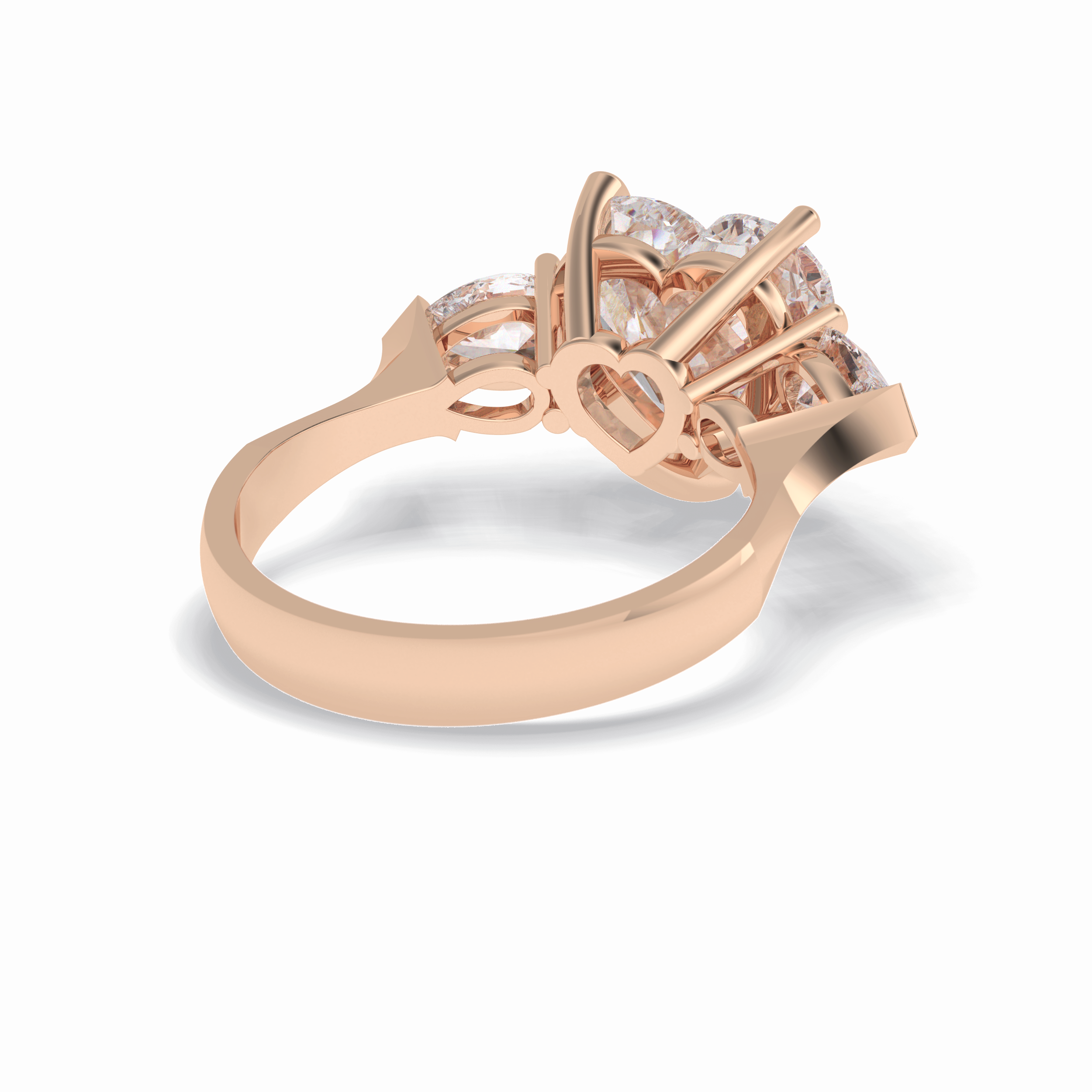 Heart Three Stone Lab Grown Diamond Engagement Ring