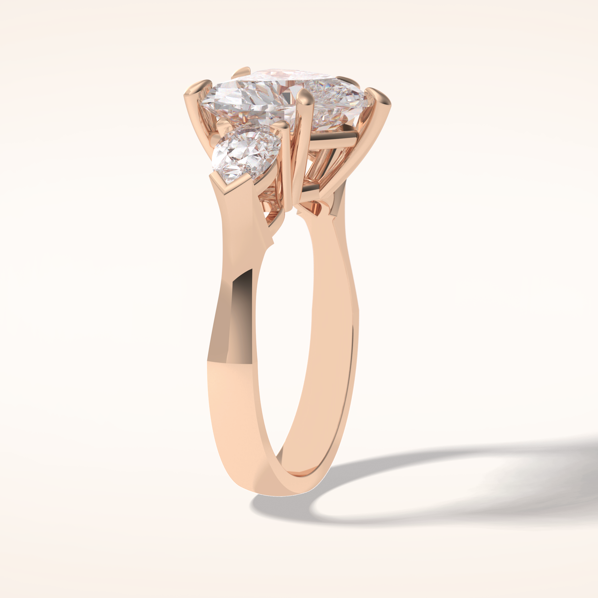 3.05 CT Heart Shaped Three Stone Moissanite Engagement Ring