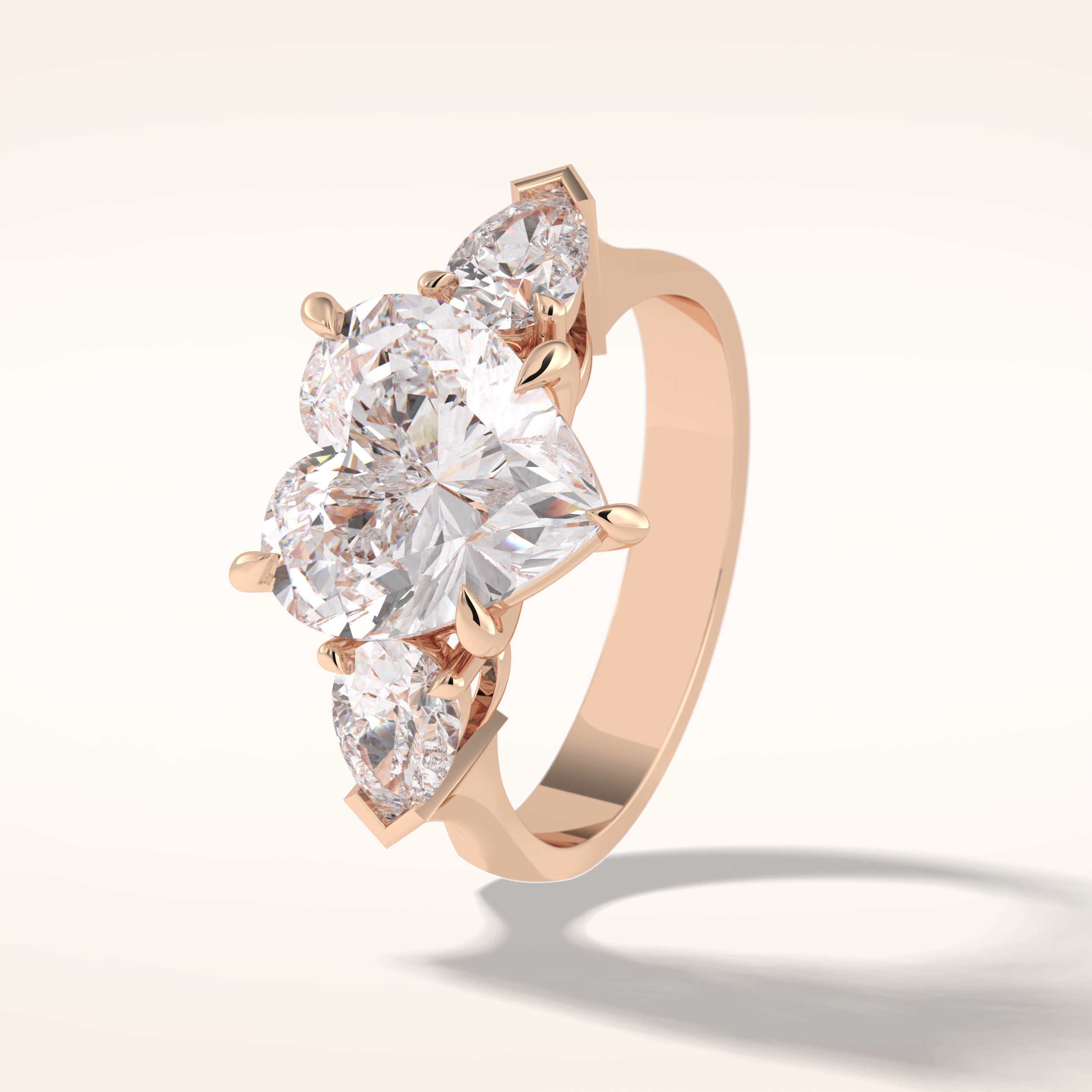 3.05 CT Heart Shaped Three Stone Moissanite Engagement Ring