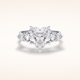 3.05 CT Heart Shaped Three Stone Moissanite Engagement Ring