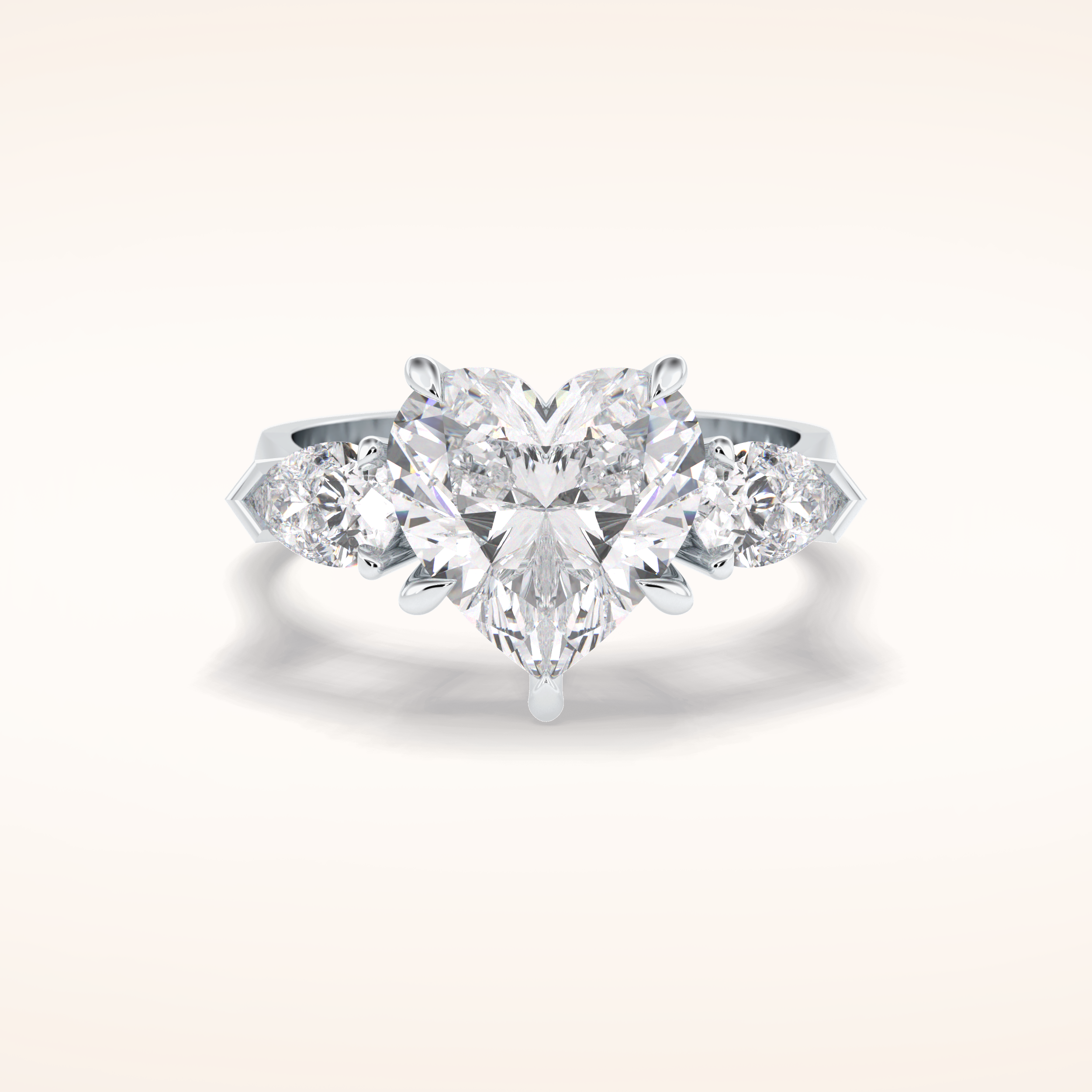 3.05 CT Heart Shaped Three Stone Moissanite Engagement Ring