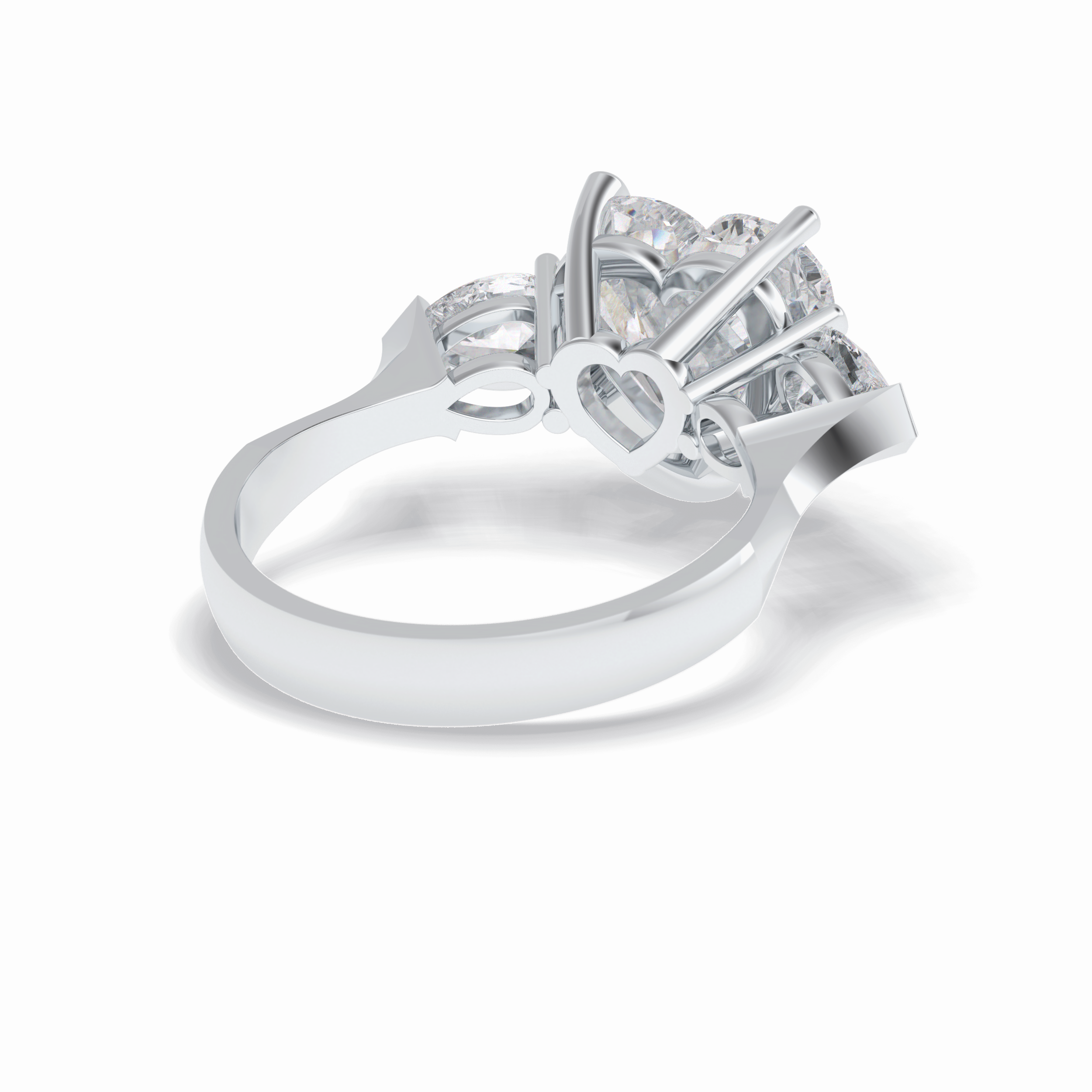 Heart Three Stone Lab Grown Diamond Engagement Ring