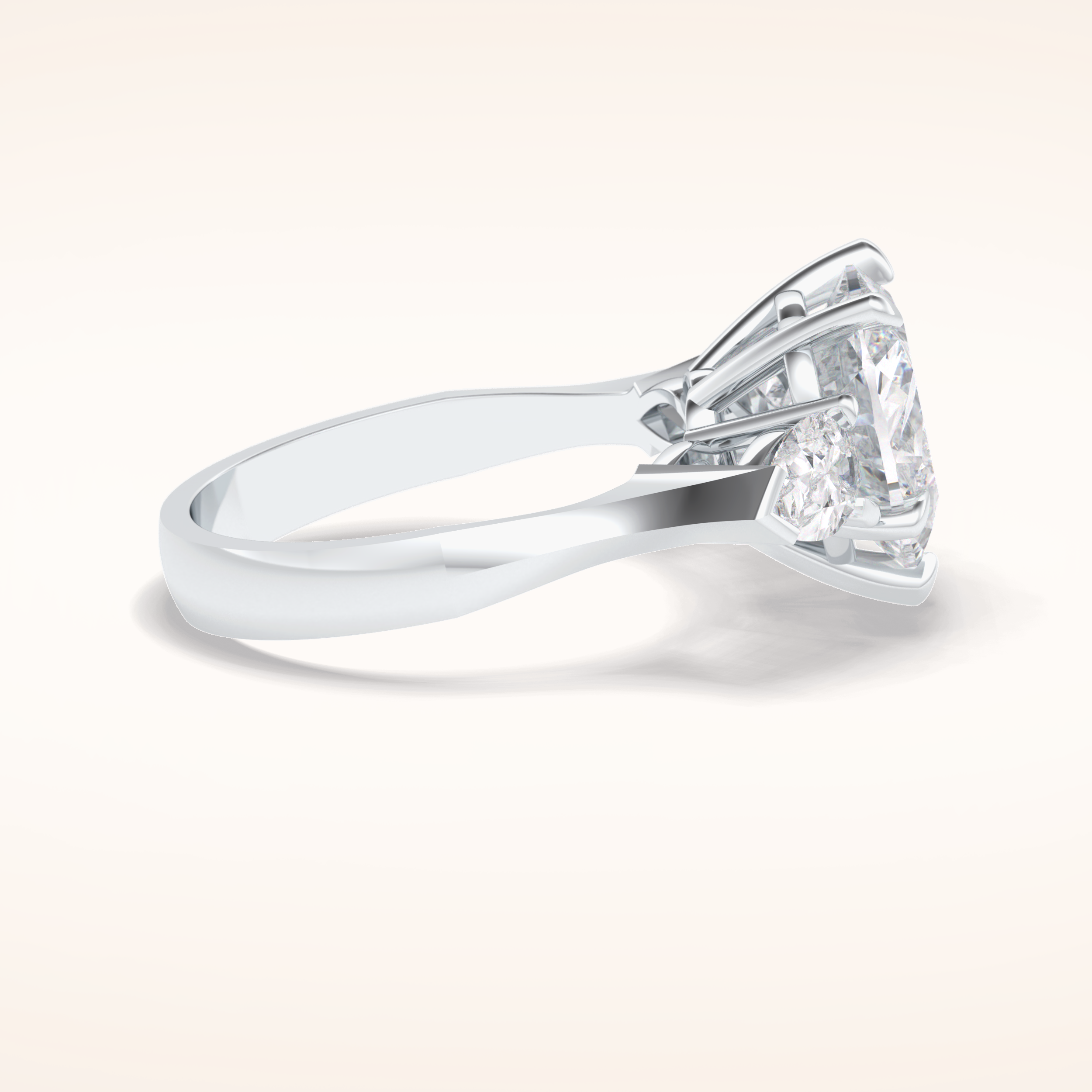3.05 CT Heart Shaped Three Stone Moissanite Engagement Ring