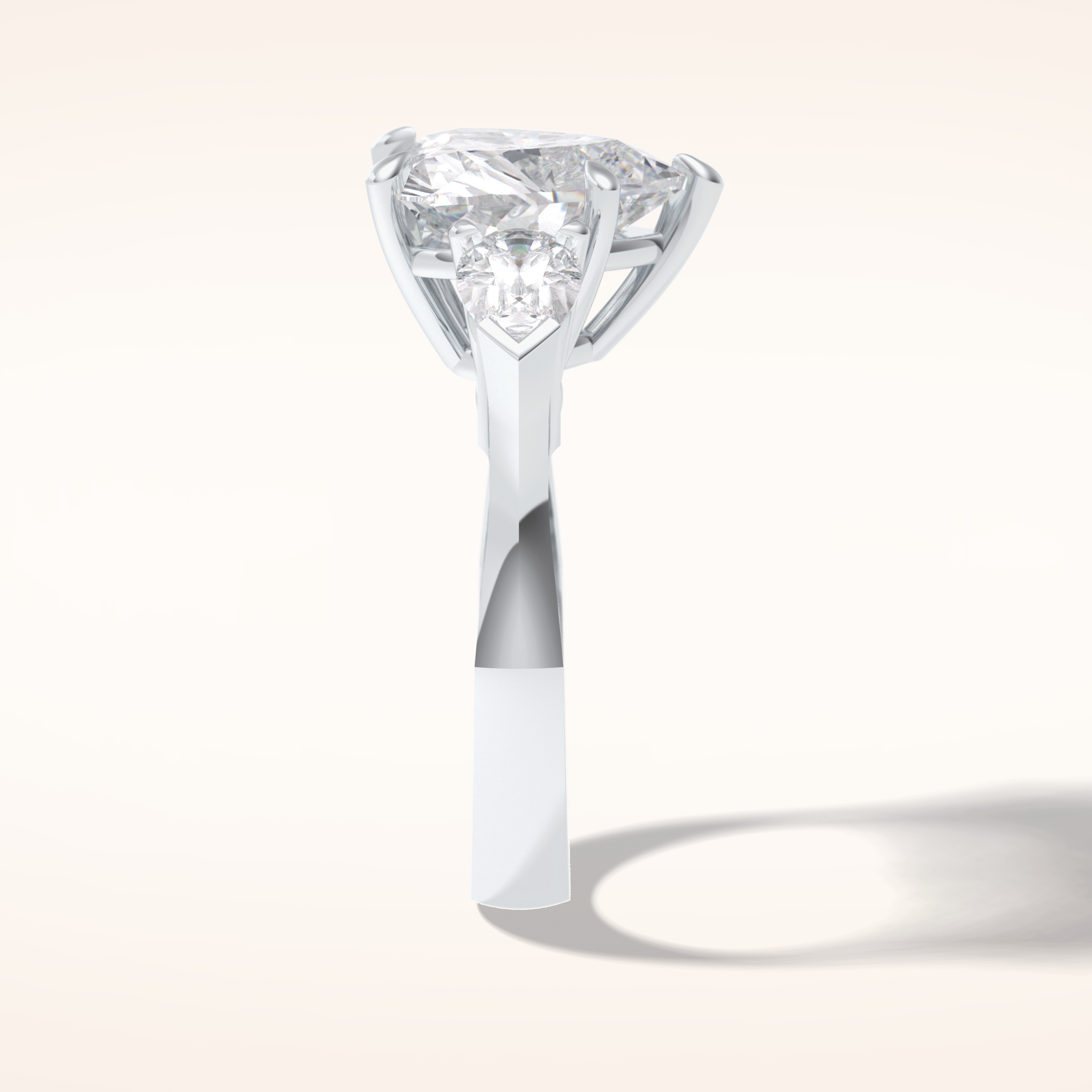 3.05 CT Heart Shaped Three Stone Moissanite Engagement Ring