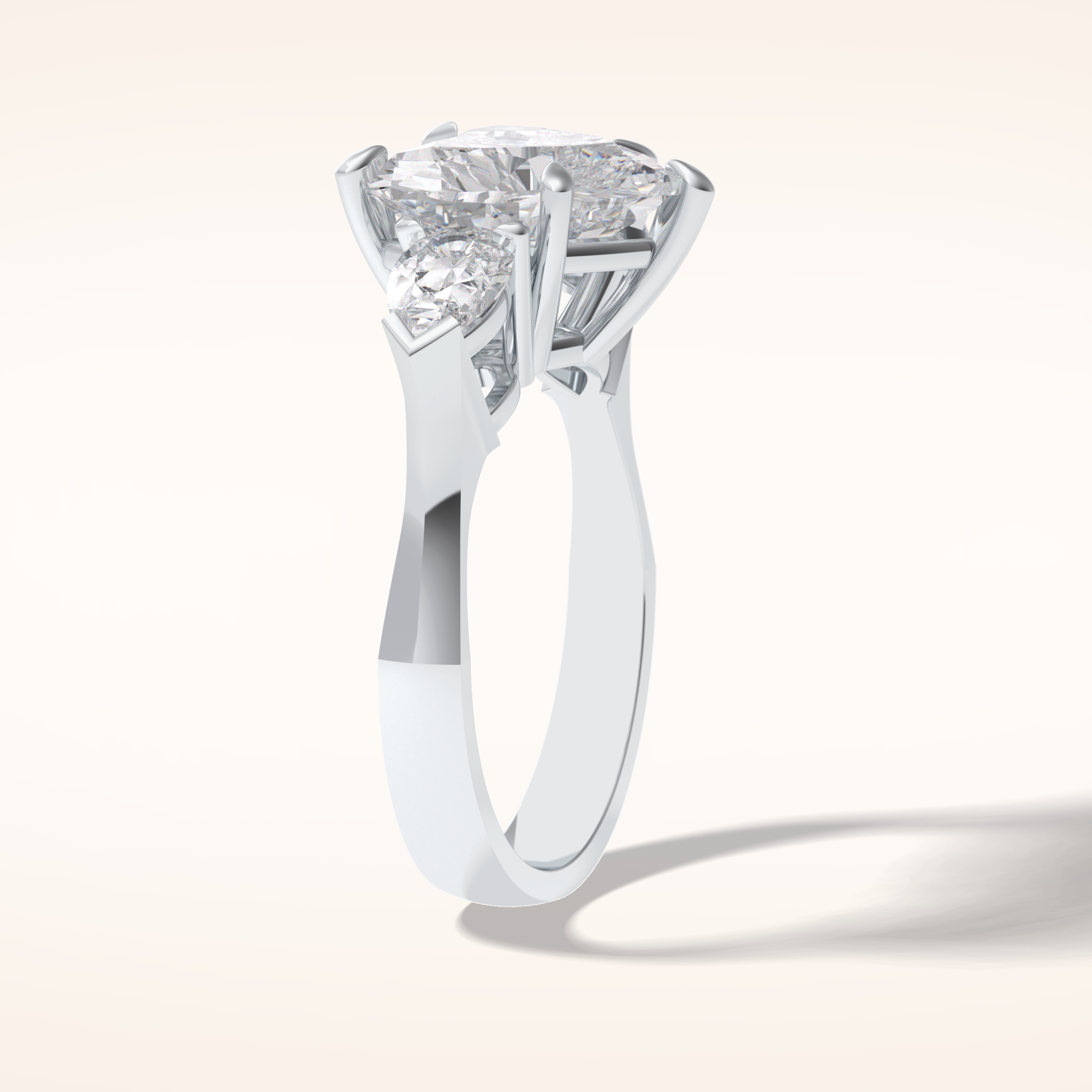 3.05 CT Heart Shaped Three Stone Moissanite Engagement Ring
