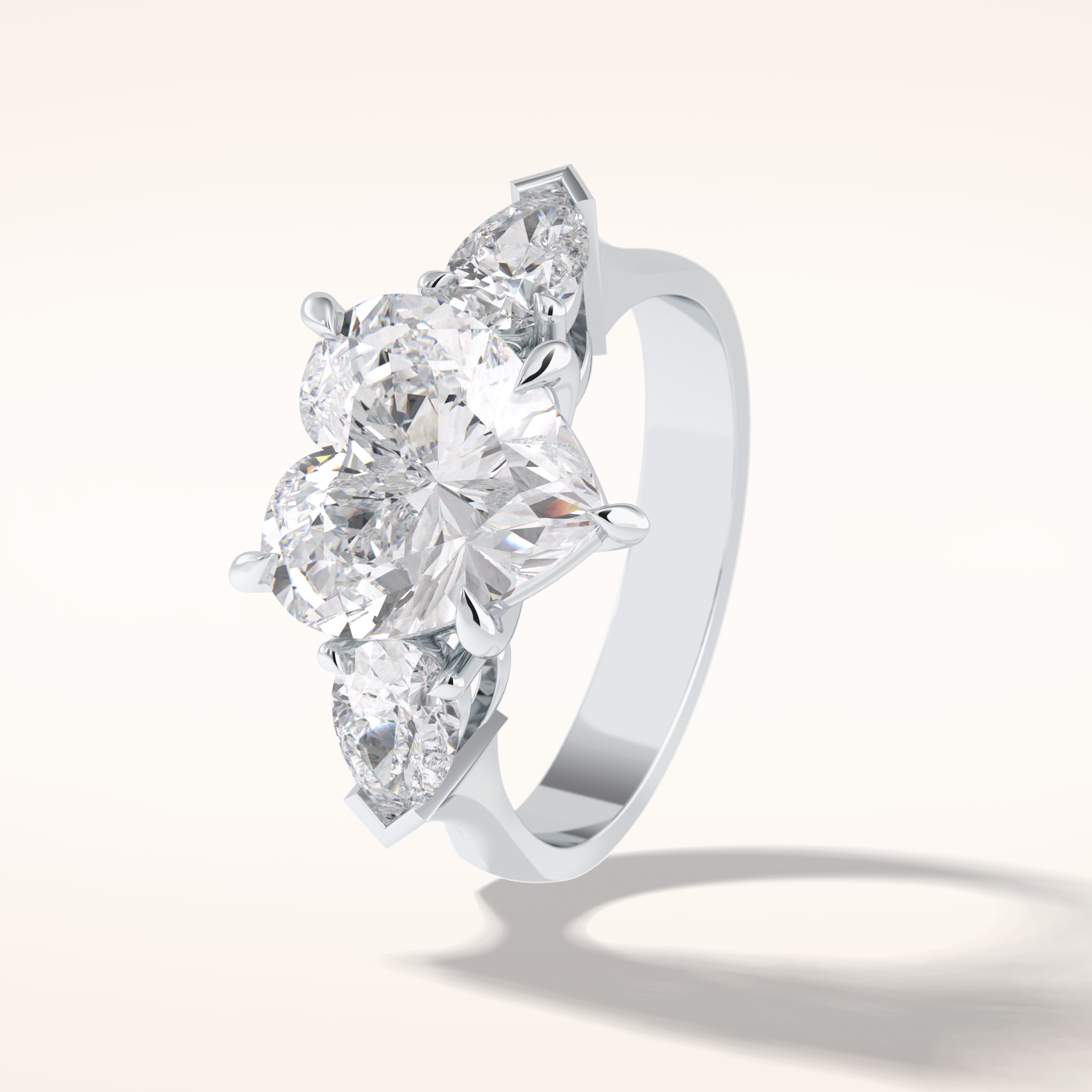 3.05 CT Heart Shaped Three Stone Moissanite Engagement Ring