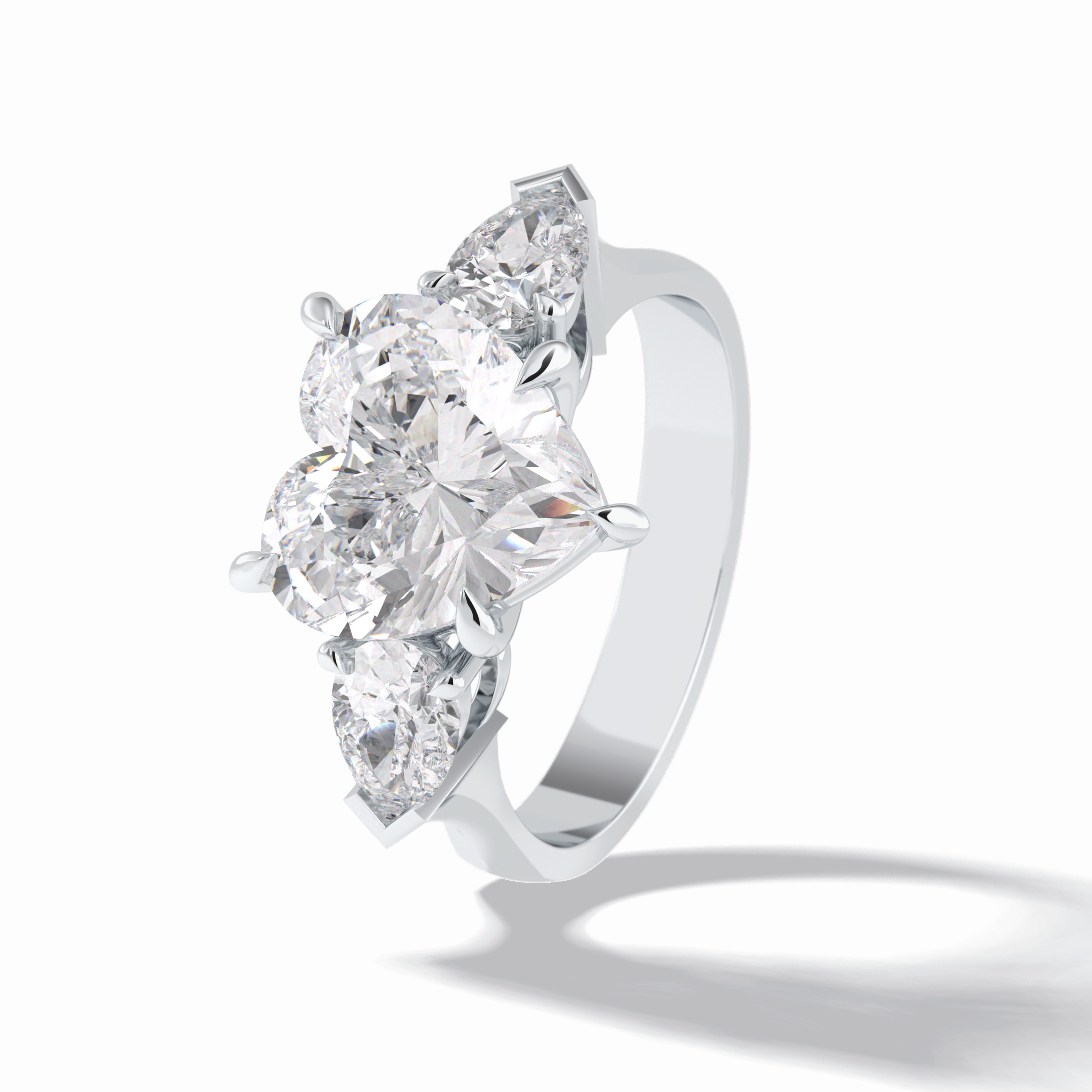 Heart Three Stone Lab Grown Diamond Engagement Ring