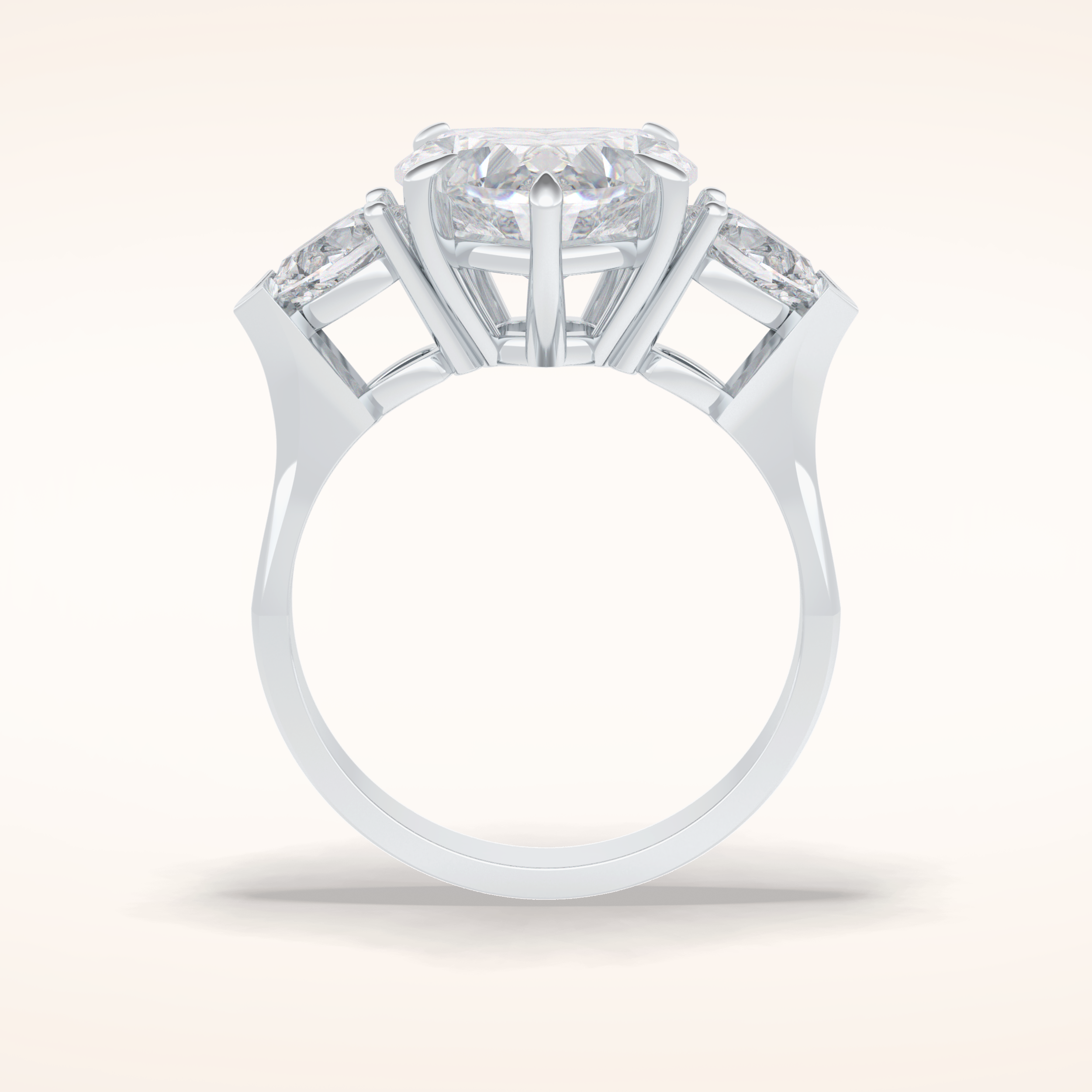 3.05 CT Heart Shaped Three Stone Moissanite Engagement Ring