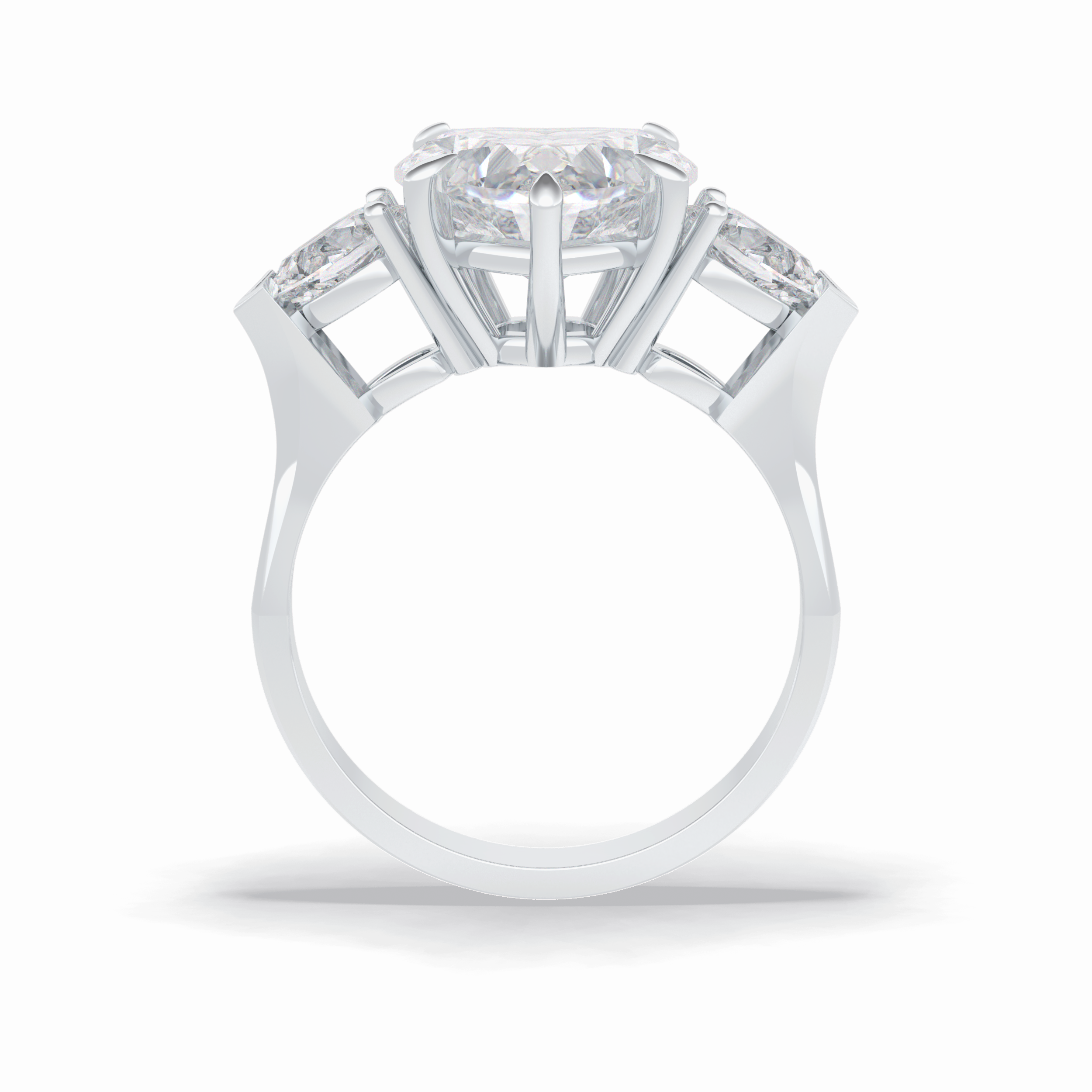 Heart Three Stone Lab Grown Diamond Engagement Ring
