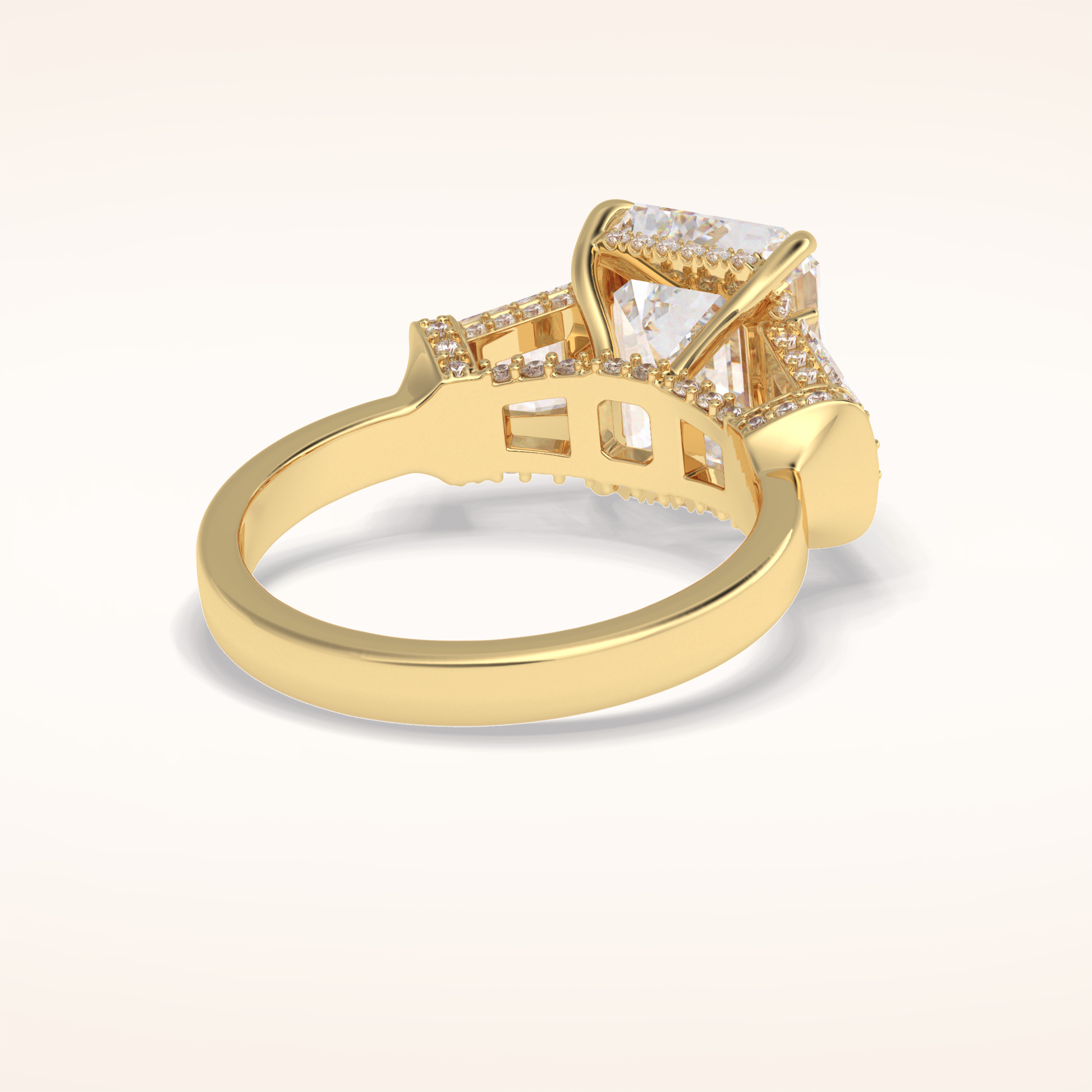 4 CT Emerald Shaped Three Stone Moissanite Engagement Ring