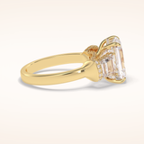 4 CT Emerald Shaped Three Stone Moissanite Engagement Ring