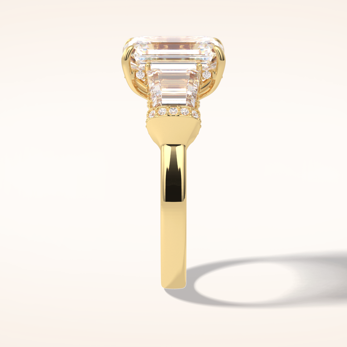 4 CT Emerald Shaped Three Stone Moissanite Engagement Ring