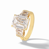 Emerald Three Stone Lab Grown Diamond Engagement Ring