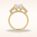 4 CT Emerald Shaped Three Stone Moissanite Engagement Ring