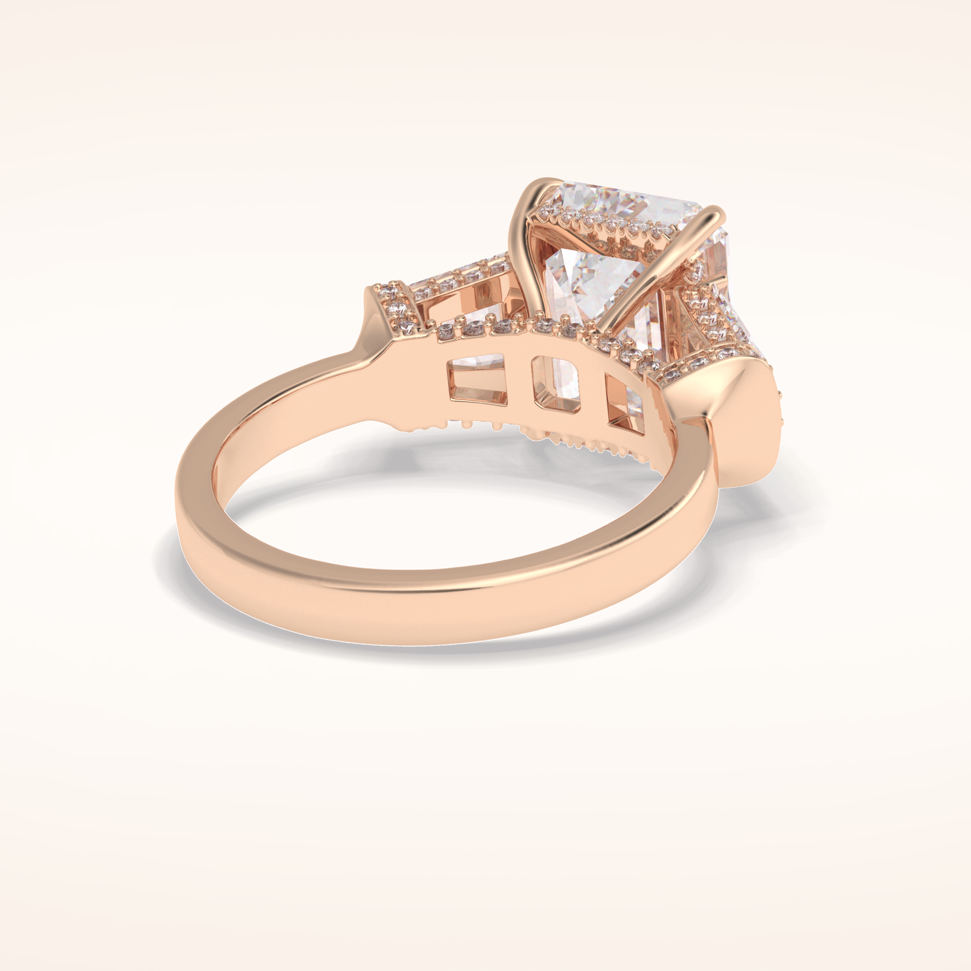 4 CT Emerald Shaped Three Stone Moissanite Engagement Ring