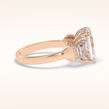 4 CT Emerald Shaped Three Stone Moissanite Engagement Ring