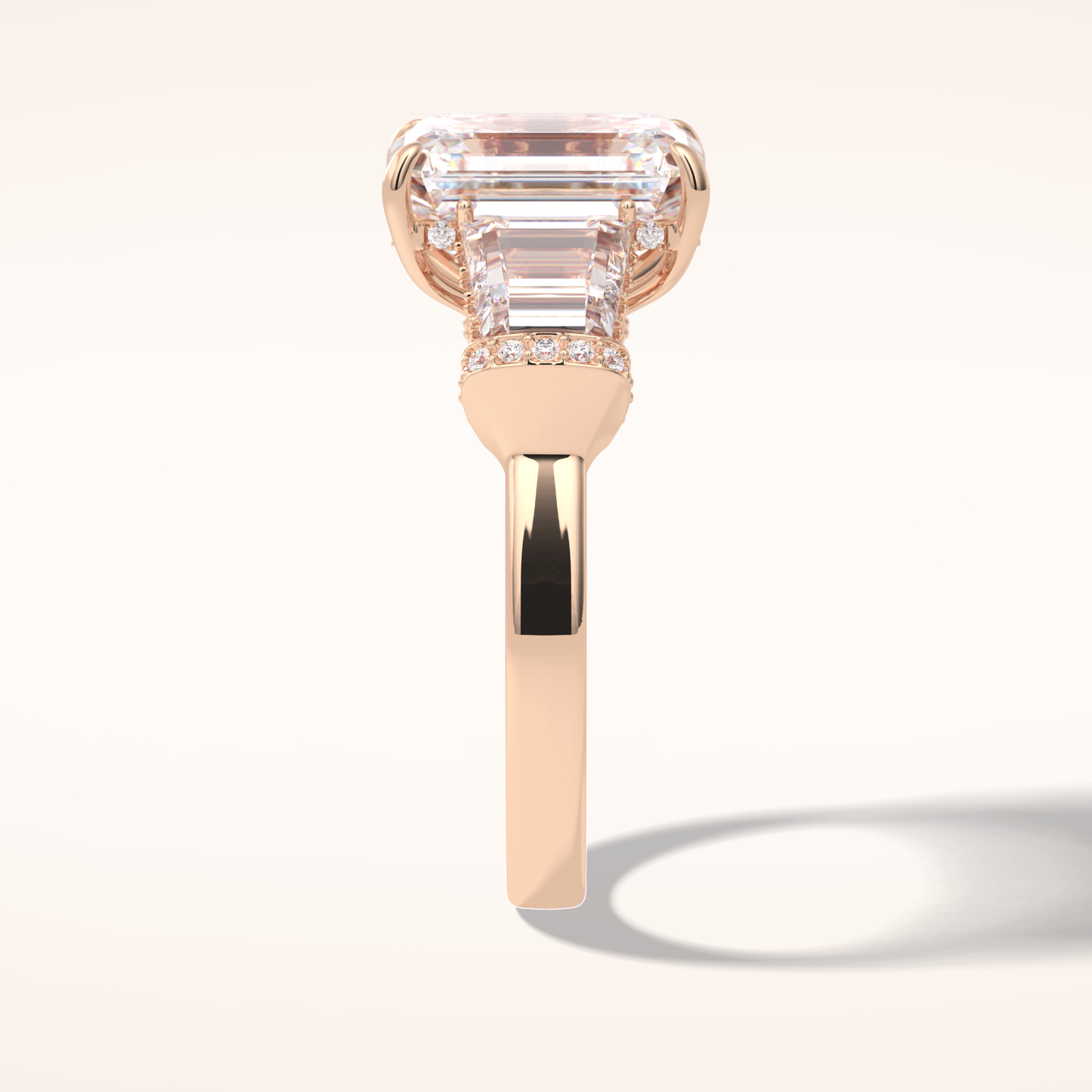 4 CT Emerald Shaped Three Stone Moissanite Engagement Ring