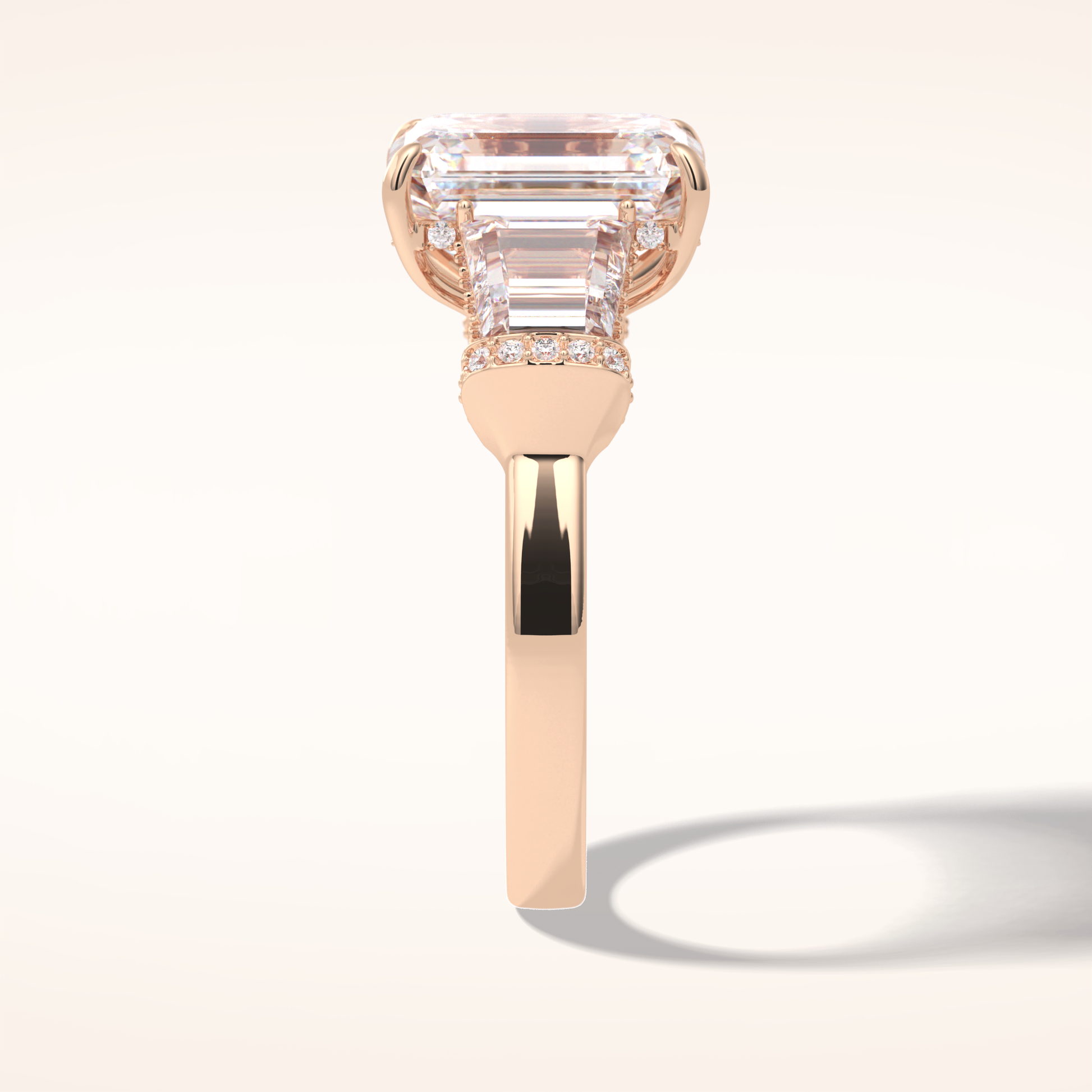 4 CT Emerald Shaped Three Stone Moissanite Engagement Ring