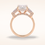 4 CT Emerald Shaped Three Stone Moissanite Engagement Ring