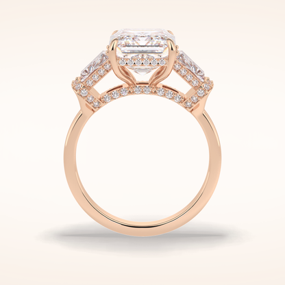 4 CT Emerald Shaped Three Stone Moissanite Engagement Ring