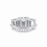 Emerald Three Stone Lab Grown Diamond Engagement Ring