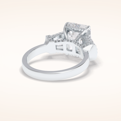 4 CT Emerald Shaped Three Stone Moissanite Engagement Ring