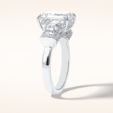 4 CT Emerald Shaped Three Stone Moissanite Engagement Ring
