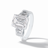 Emerald Three Stone Lab Grown Diamond Engagement Ring