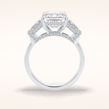 4 CT Emerald Shaped Three Stone Moissanite Engagement Ring