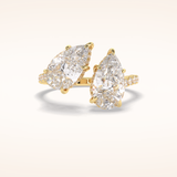 4 CT Pear Shaped Pave Moissanite Engagement Ring