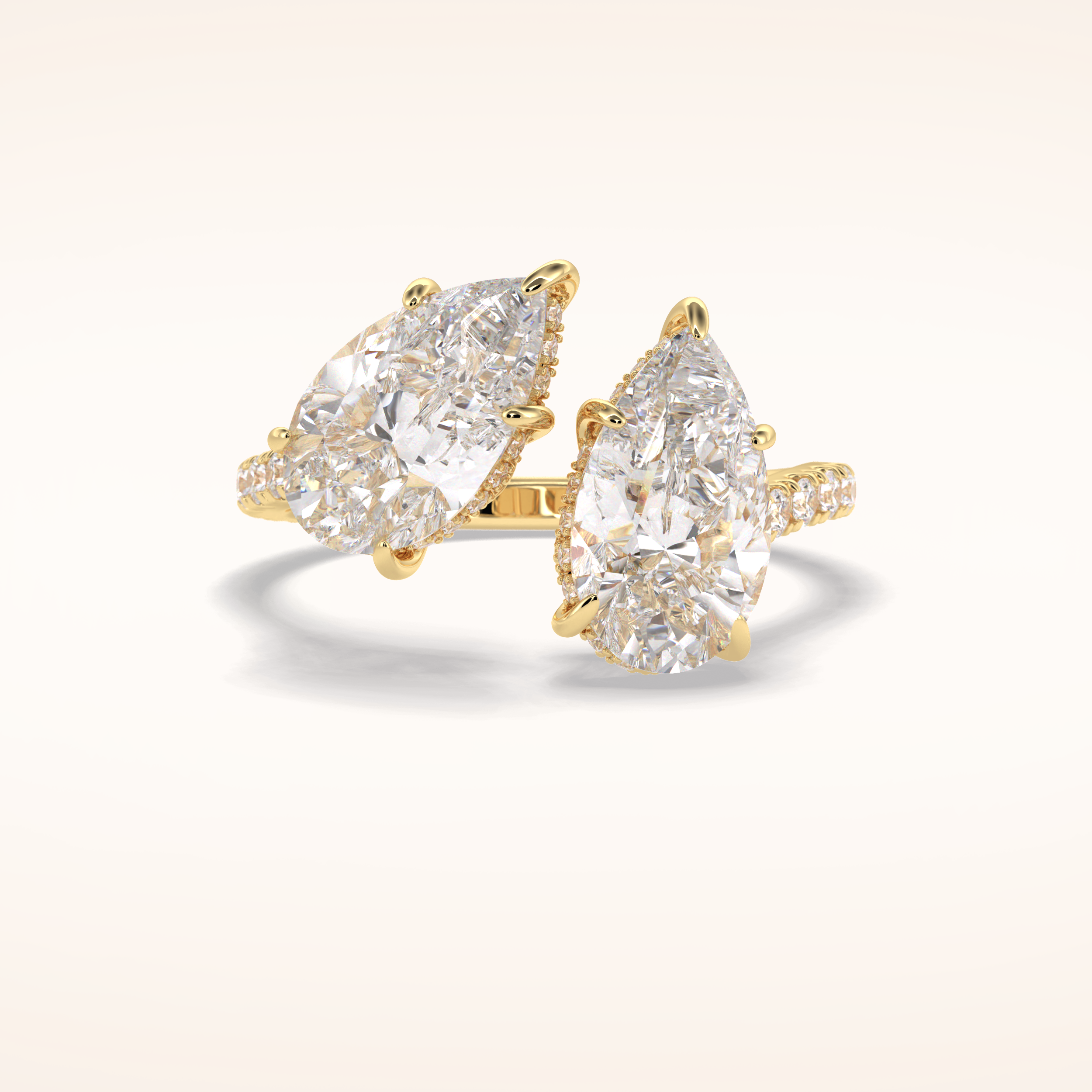 4 CT Pear Shaped Pave Moissanite Engagement Ring